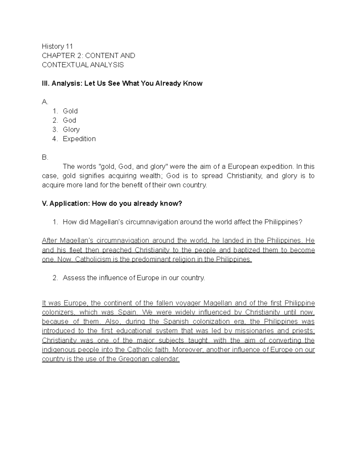 Chapter 2 Content and Contextual Analysis - History 11 CHAPTER 2 ...