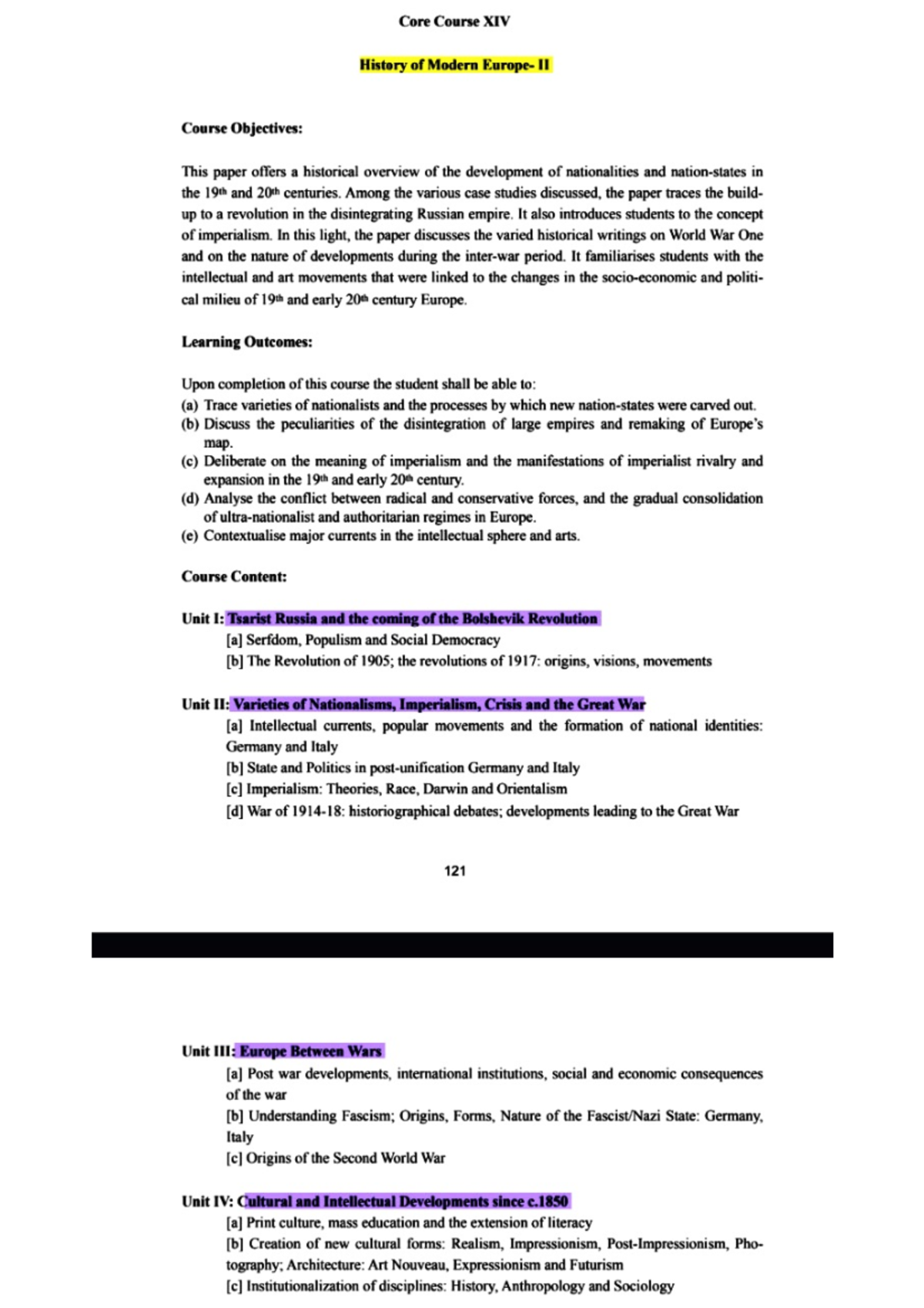 SEM6 Syllabus History Hons Studocu