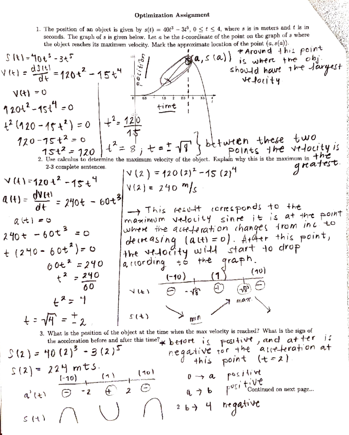Optimization Assignment - St-10+-3+ 1. The position of an object is ...