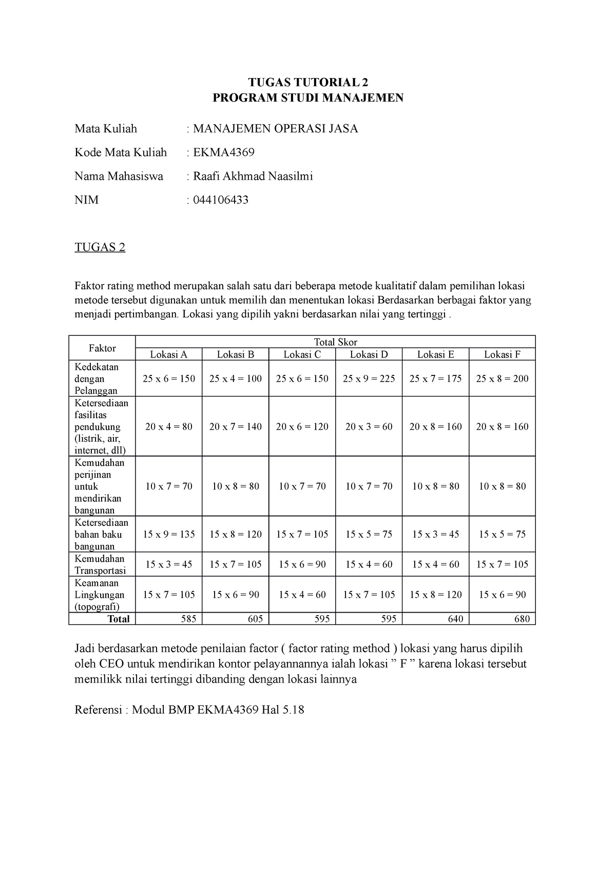 Tugas Tutorial 2 EKMA4369 Manajemen Operasi Raafi Akhmad Naasilmi ...