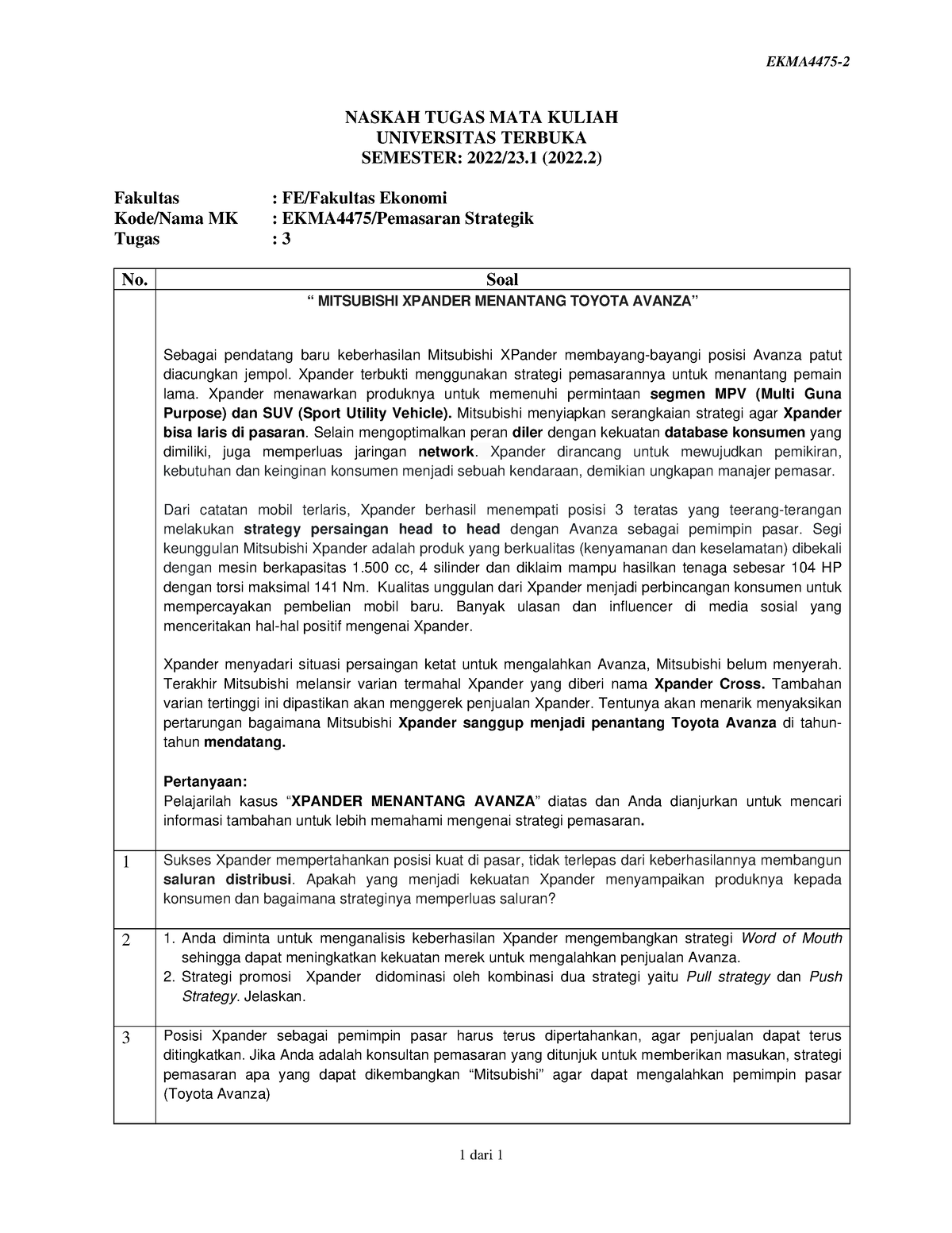 Soal Ekma4475 Tmk3 2 - TMK - EKMA4475- 1 Dari 1 NASKAH TUGAS MATA ...