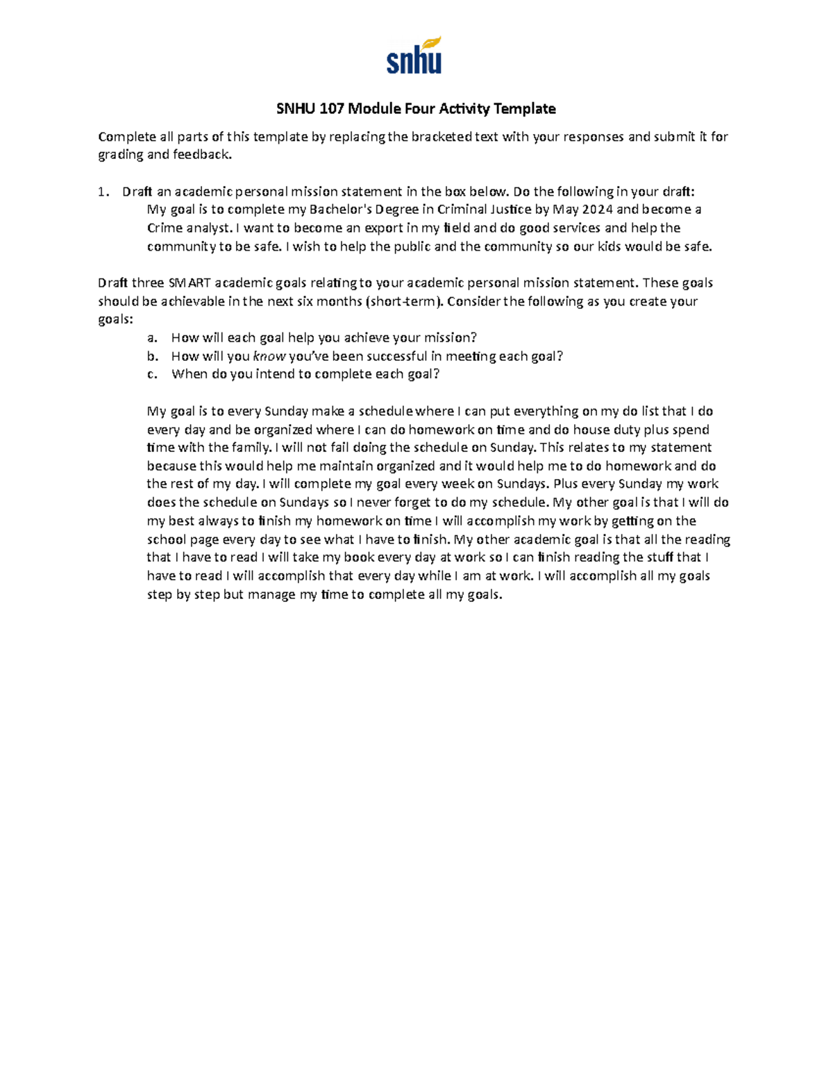 Modulo 44 parte 2 - SNHU 107 Module Four Activity Template Complete all ...
