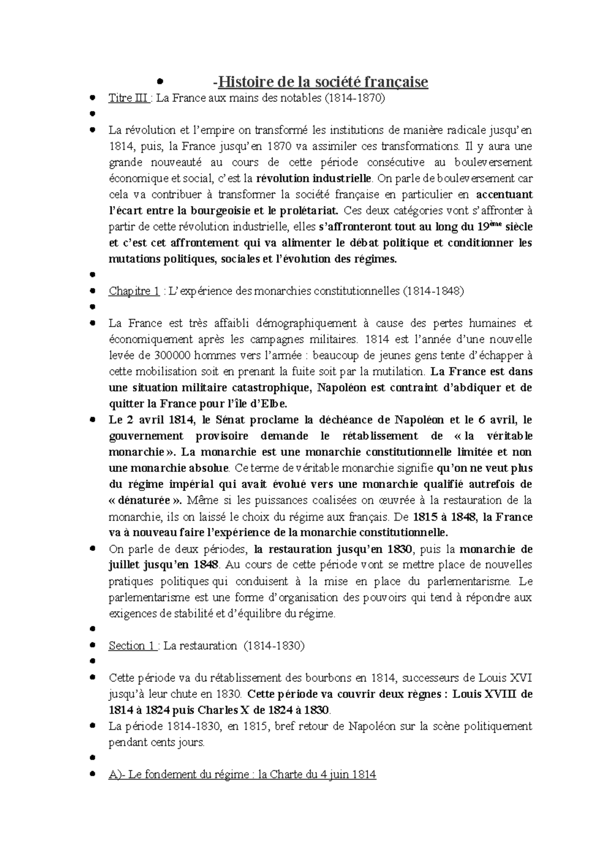 Comment évolue La Société Française De 1848 à 1870 Histoire de la société française 4 -  -Histoire de la société française   Titre III : La France aux - Studocu