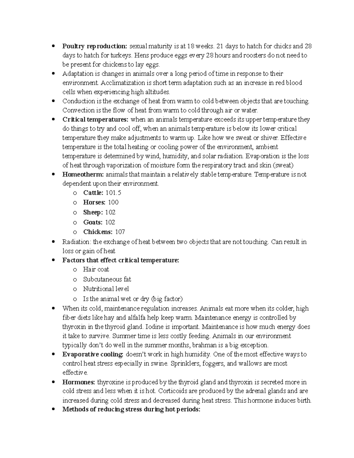 Exam 2 Review Ansc 107 - Lecture Notes And Slides From Dr. Ramsey's 107 ...