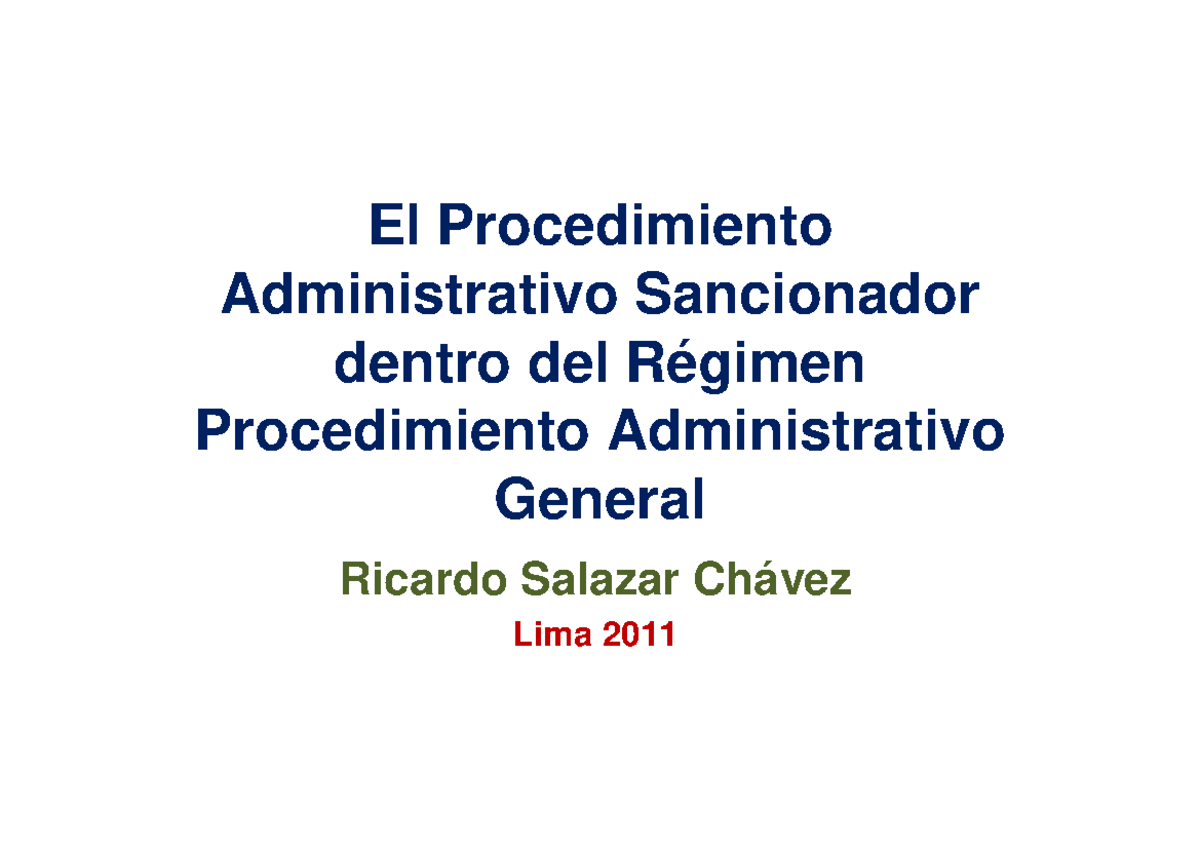 Procedimiento Administrativo Sancionador - El Procedimiento ...