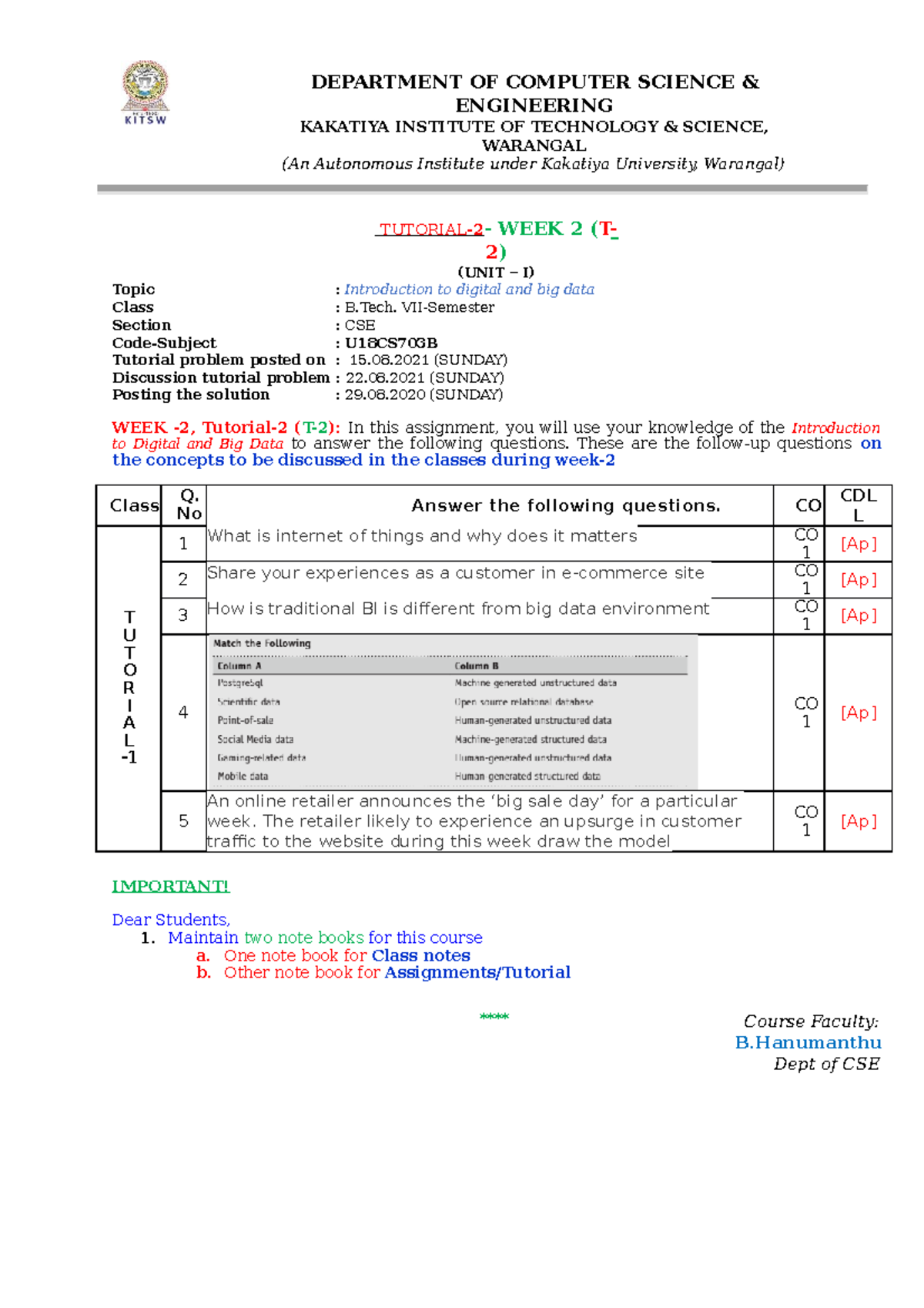 BDA Tutorial Week2 - Notes - DEPARTMENT OF COMPUTER SCIENCE ...