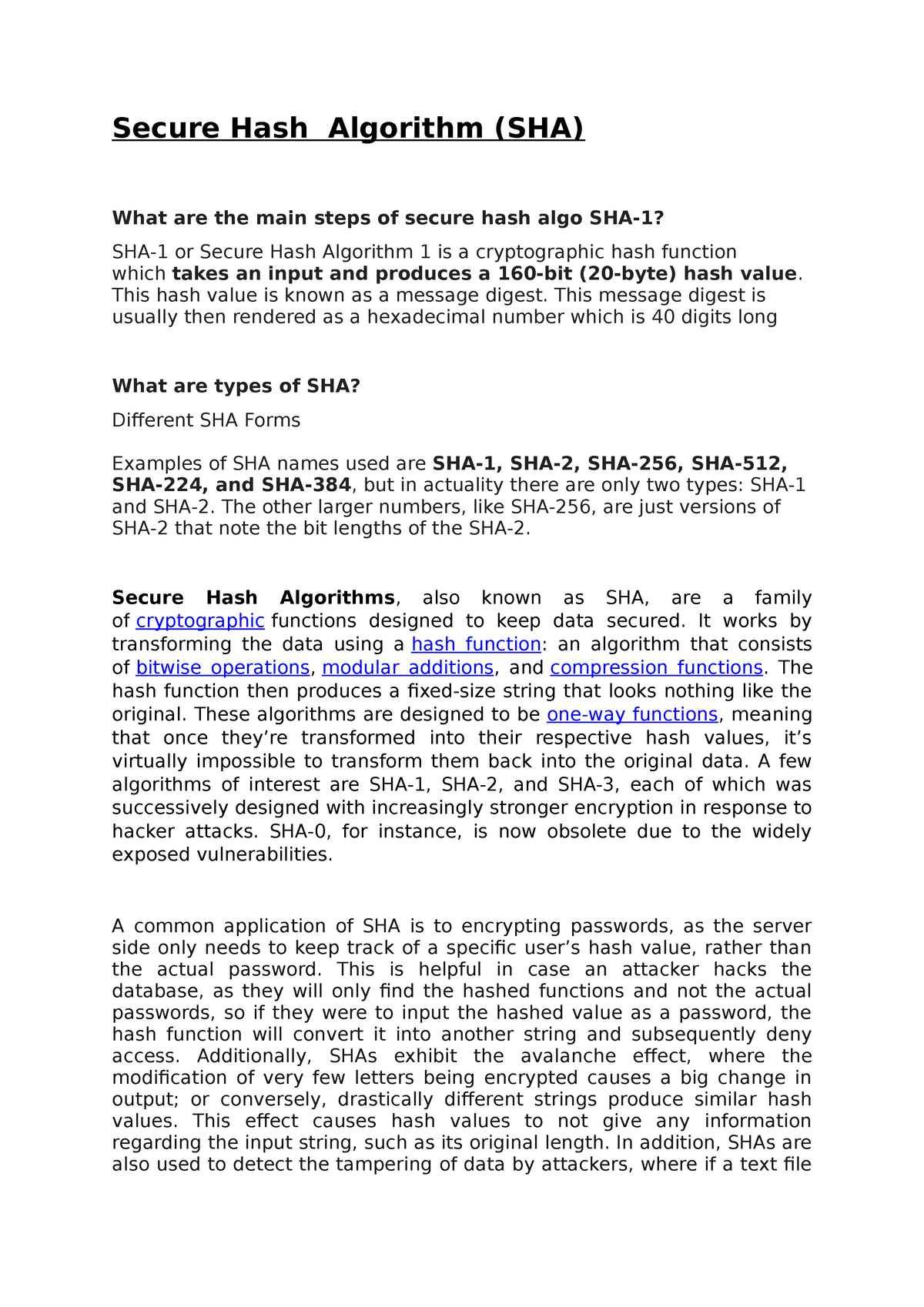 Secure Hash Algorithm - Cryptography/Applied Cryptography Lecture Notes ...