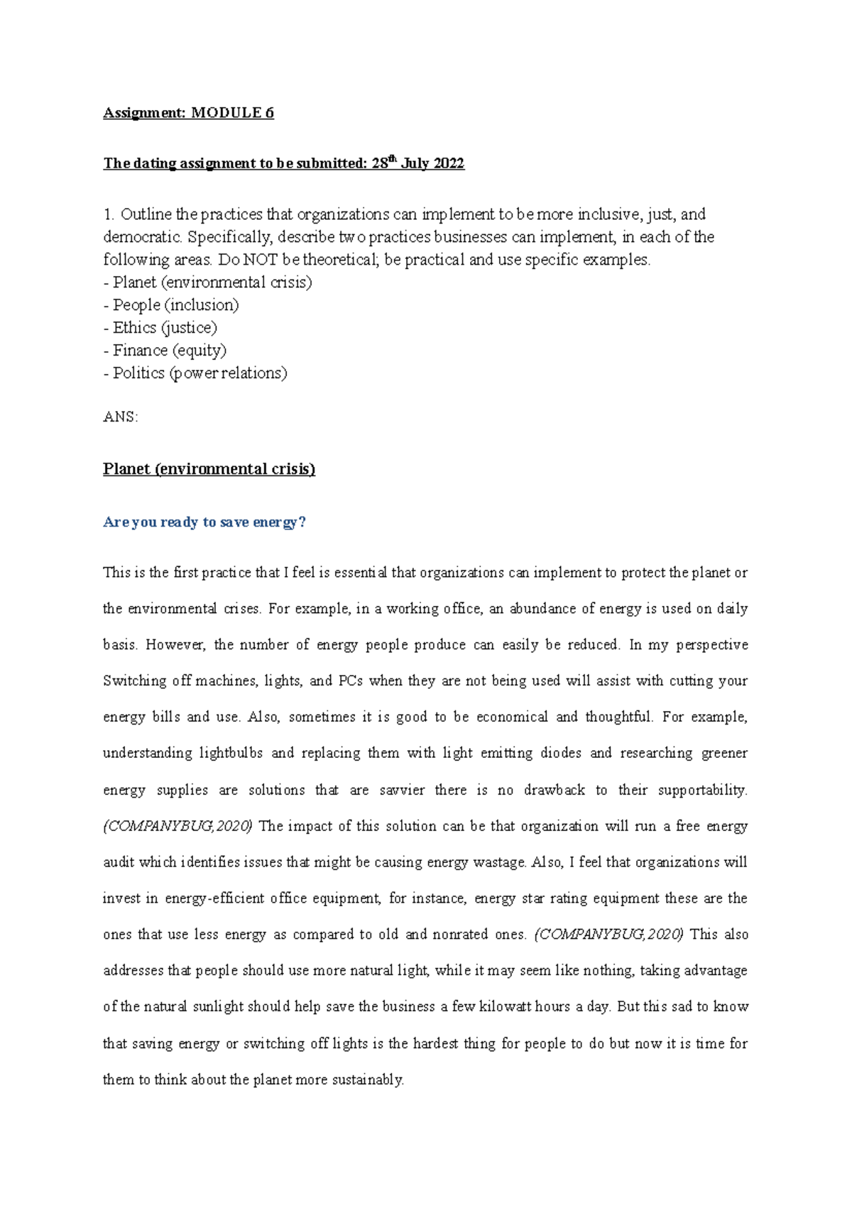 Module 6 BUS 377 - Assignment: MODULE 6 The dating assignment to be ...