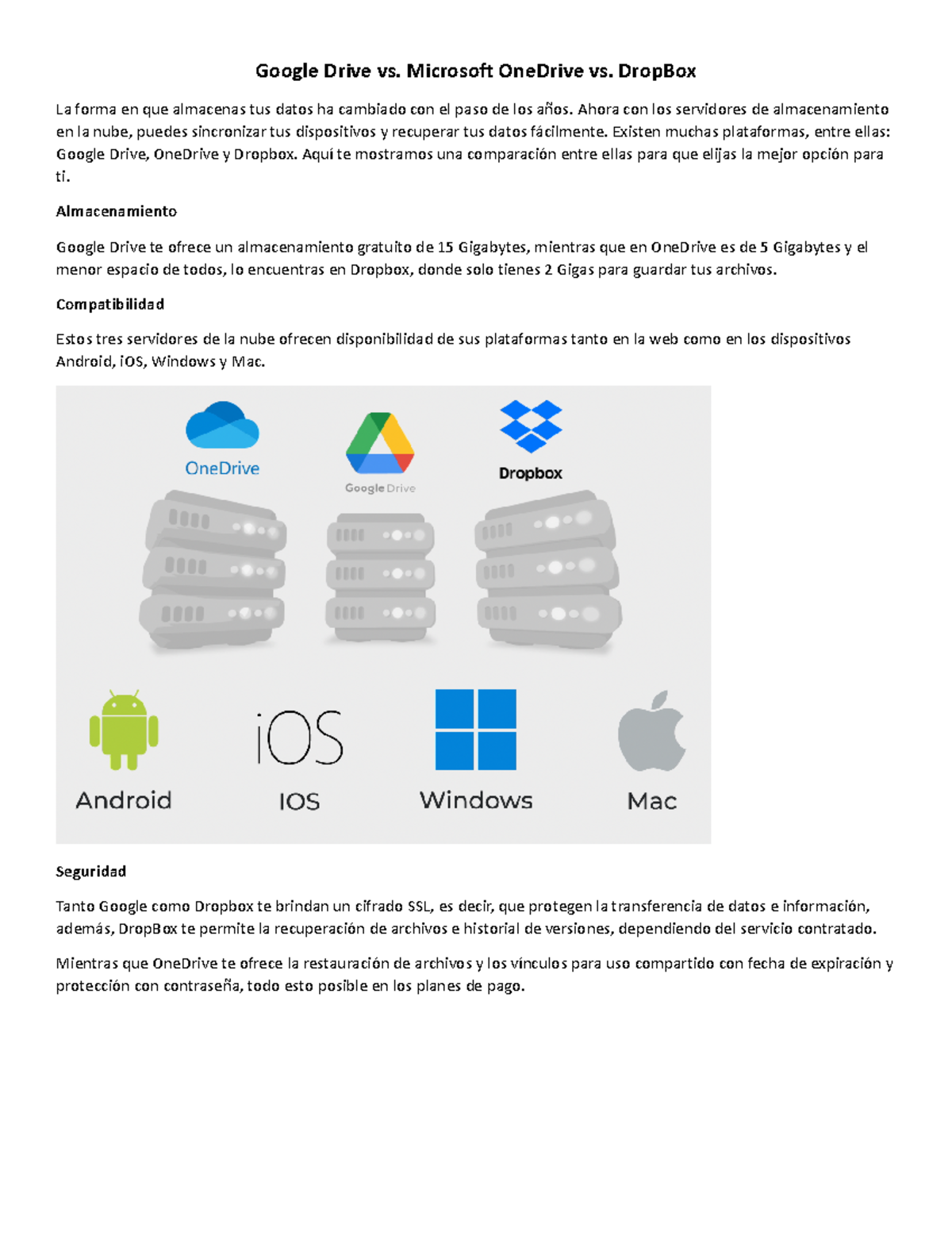 Google Drive - para saber mas - Google Drive vs. Microsoft OneDrive vs ...