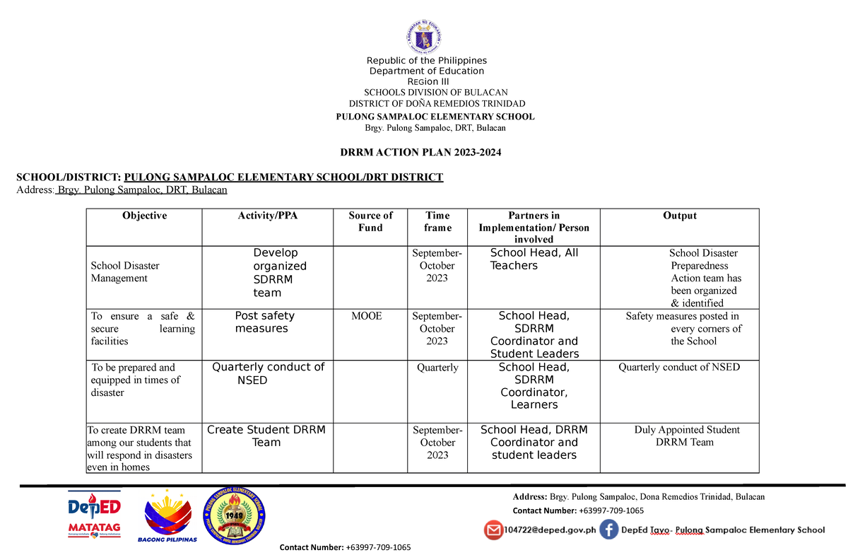 PSES DRRM School Action Plan 2023 2024 DRRM ACTION PLAN 2023 SCHOOL   Thumb 1200 785 