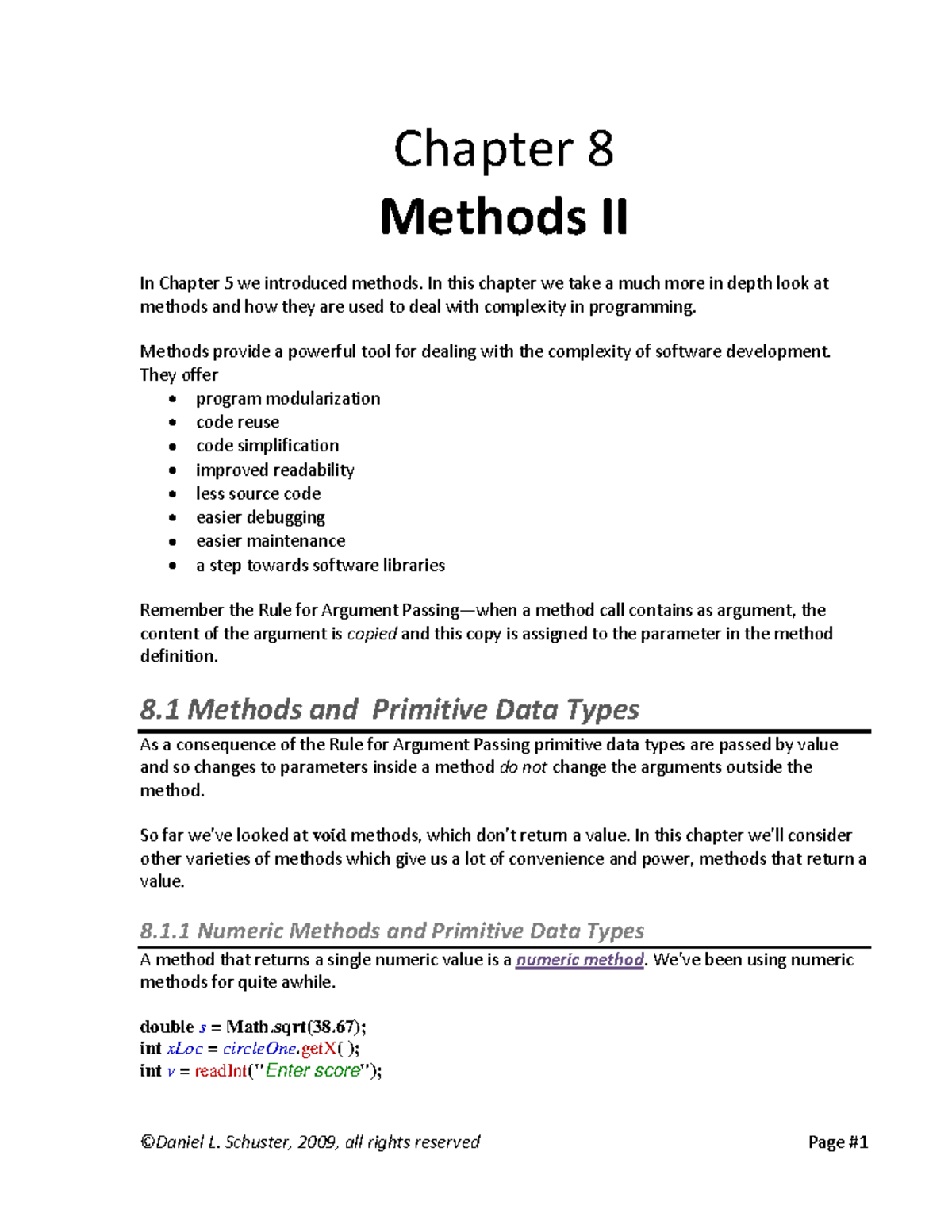 8 Methods II - Chapter 8 Methods II In Chapter 5 we introduced methods ...