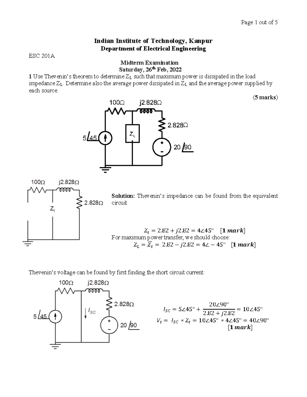 Mid-sem soln - sddsf - 100 W 5 45 ZL 2 j2 20 90 Indian Institute of ...