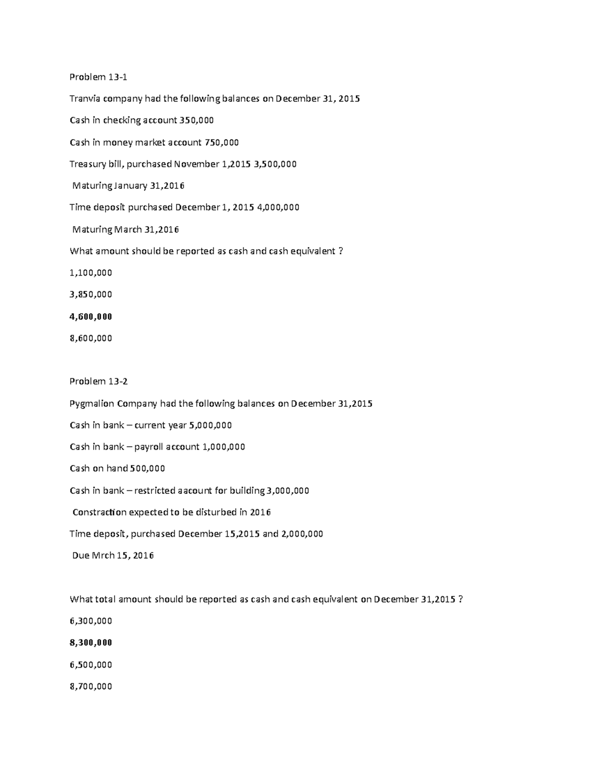 Cash And Cash Equivalents Example Problems With Solutions