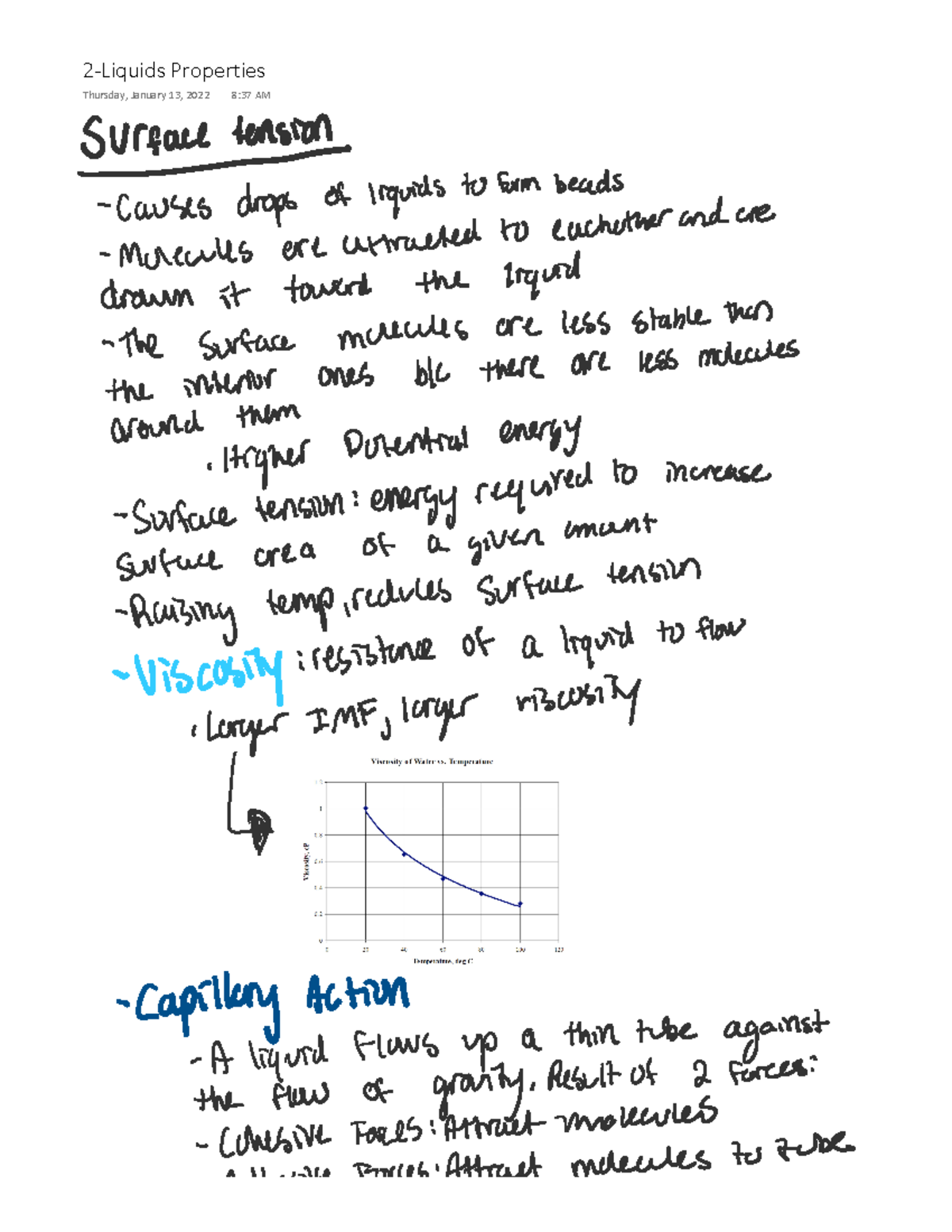 Chem IILiquid Properties 1011 216 2Liquids Properties Thursday, January 13, 2022 837 AM