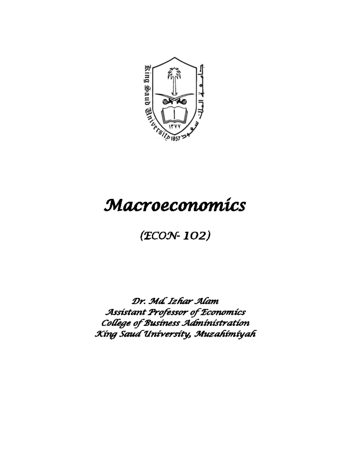 3rd Semester Bba Mcqs For Macro Economics - Macroeconomics (ECON- 102 ...