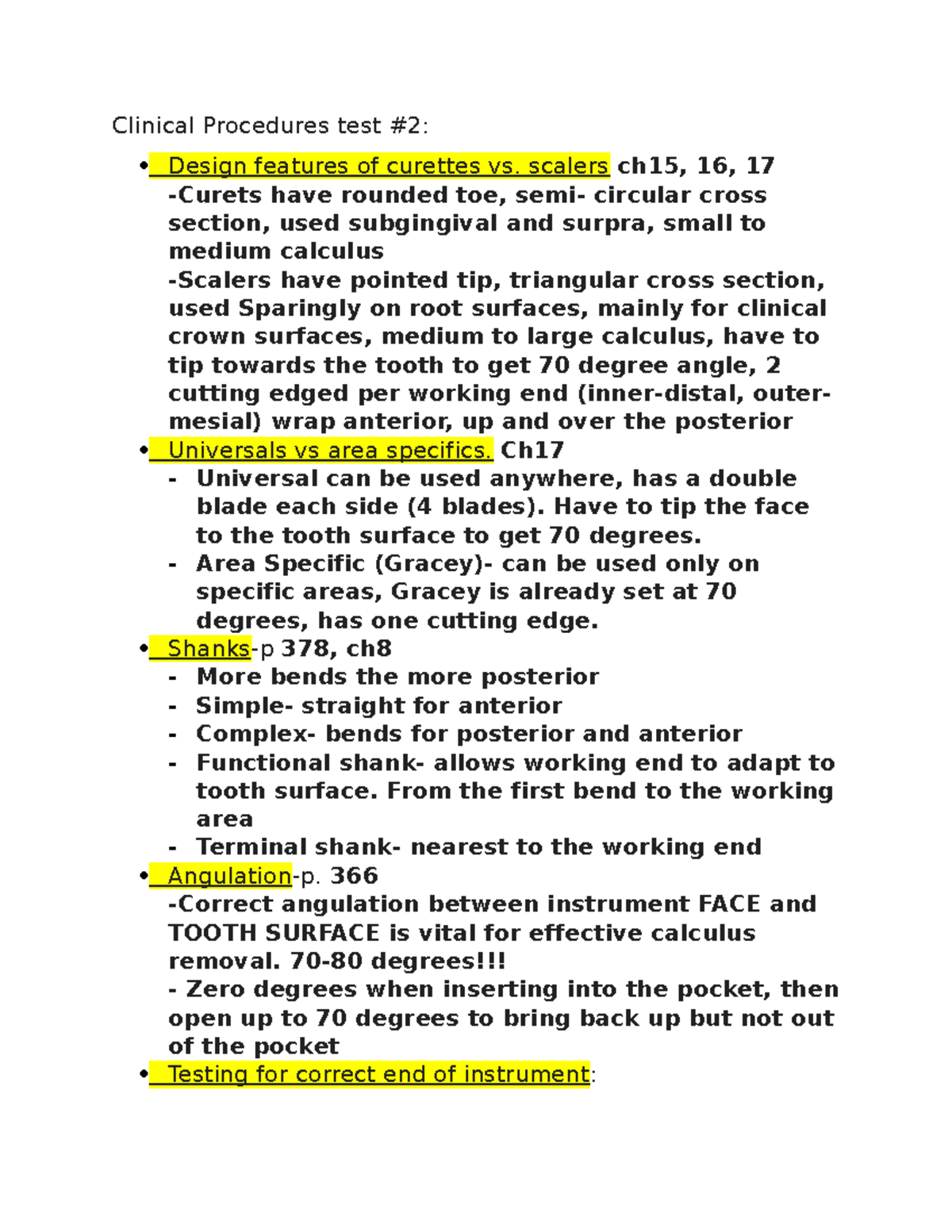 Test 2 study points for Clinical Proc copy Clinical Procedures test
