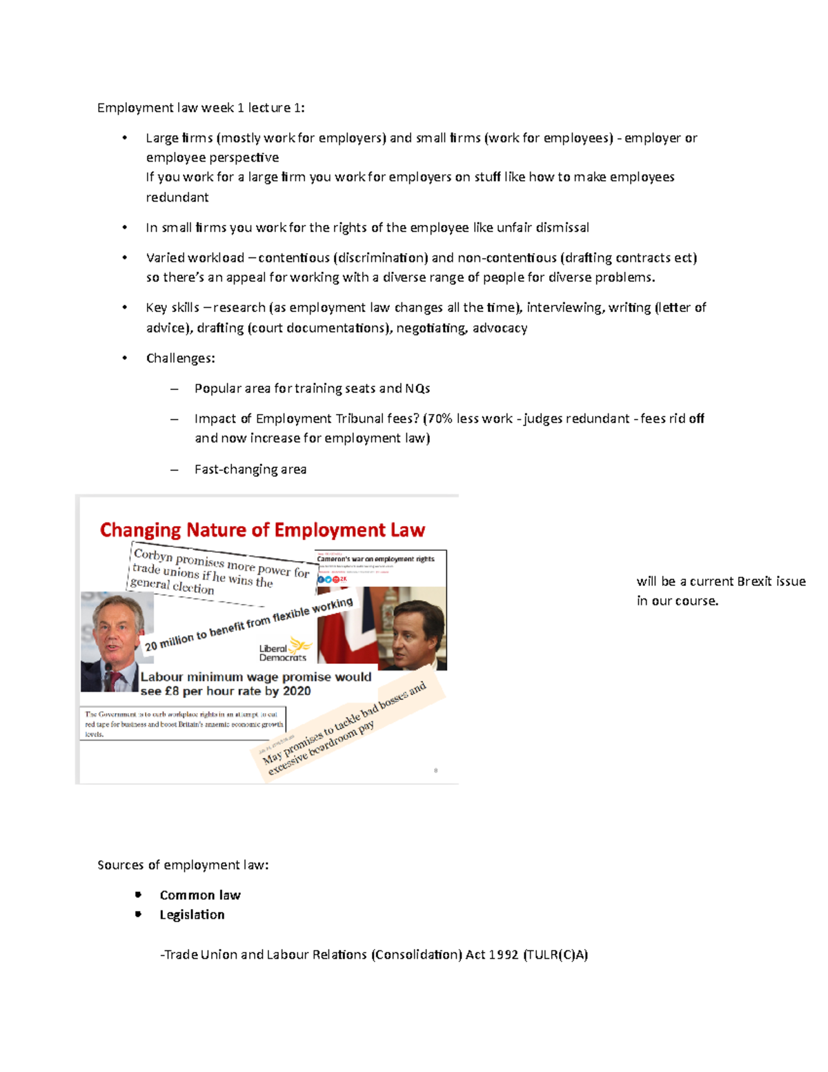 Employment law week 1 lecture 1 - Employment law week 1 lecture 1 ...