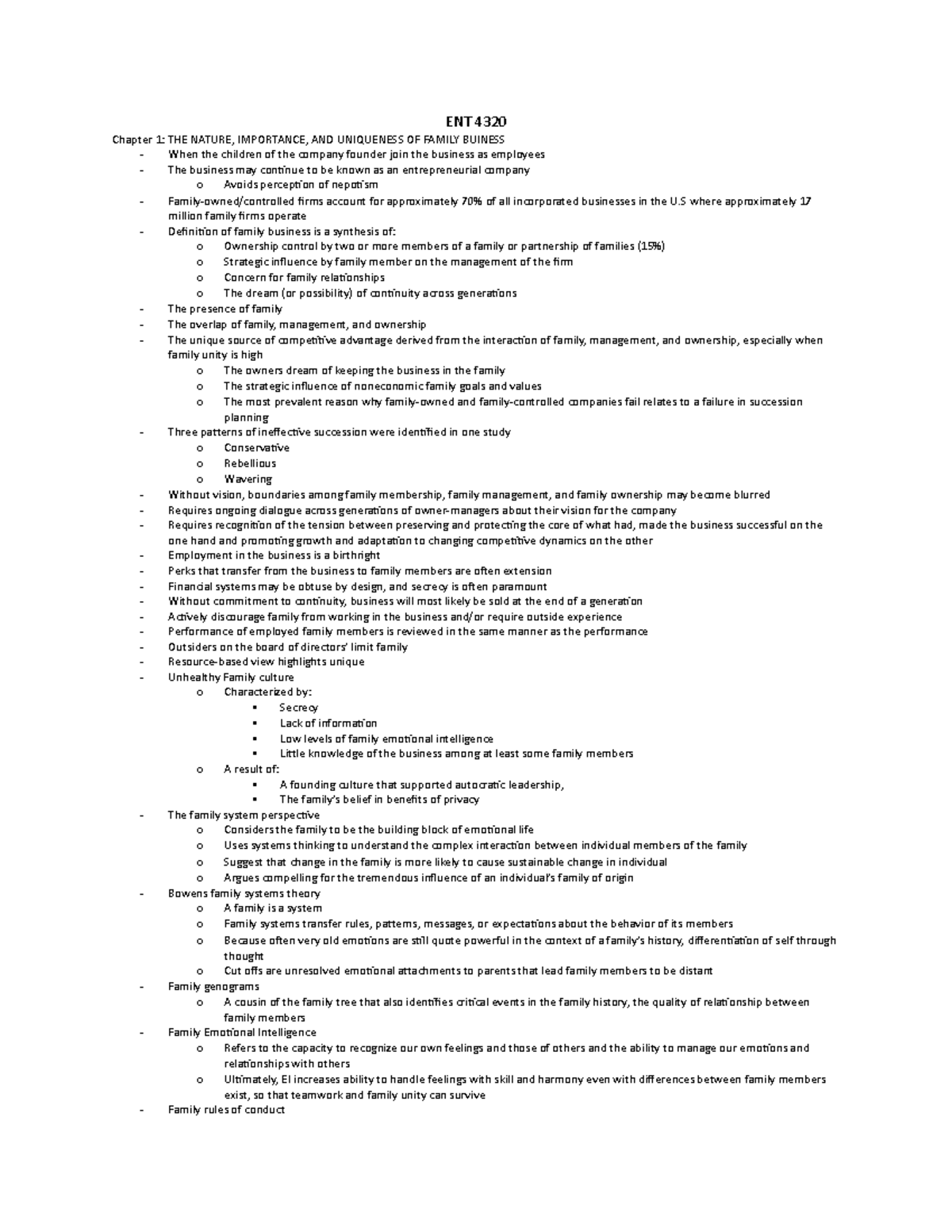 Chapter 1 Notes - ENT 4320 Chapter 1: THE NATURE, IMPORTANCE, AND ...