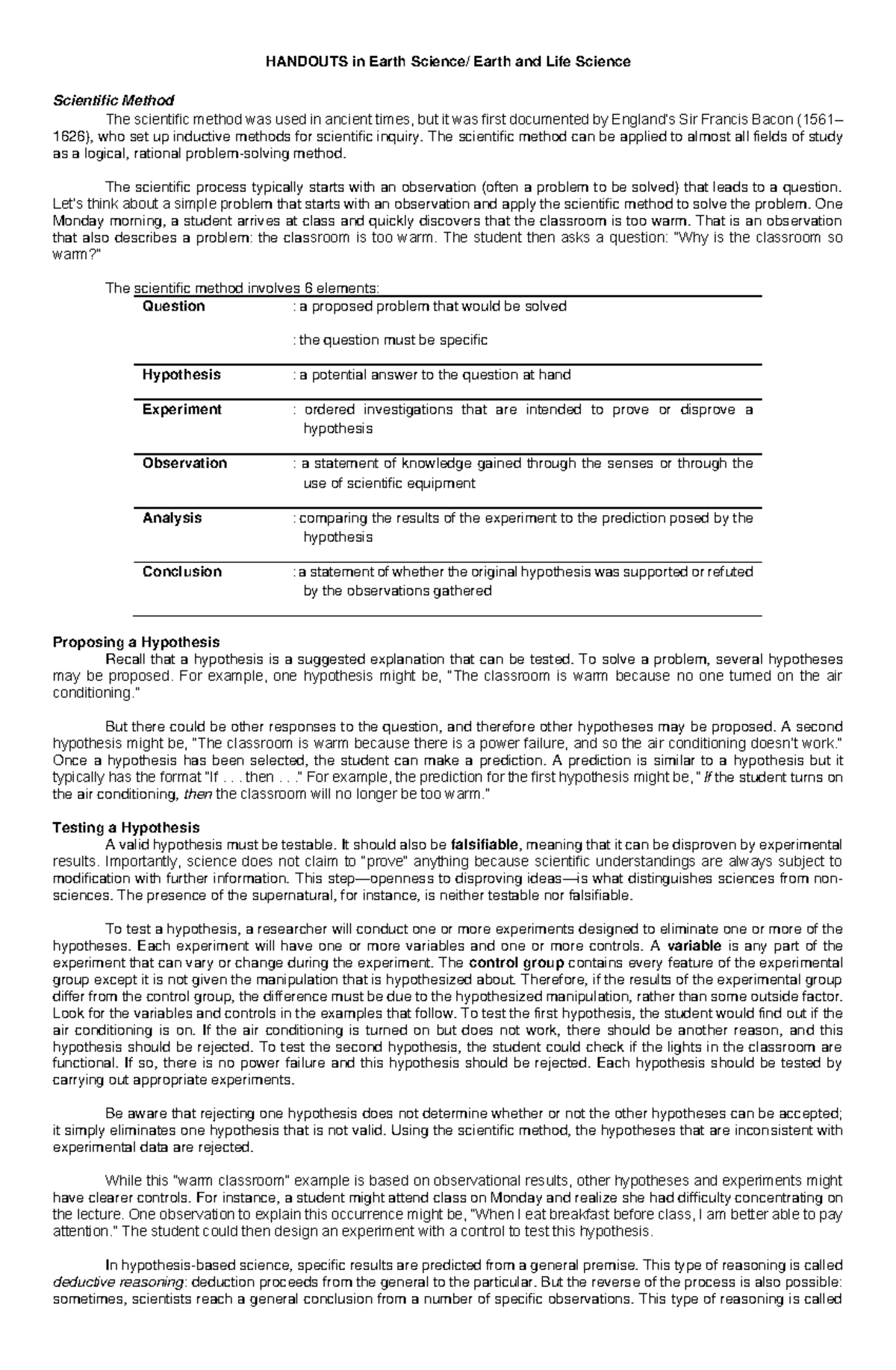 1 - Handouts - HANDOUTS in Earth Science/ Earth and Life Science ...