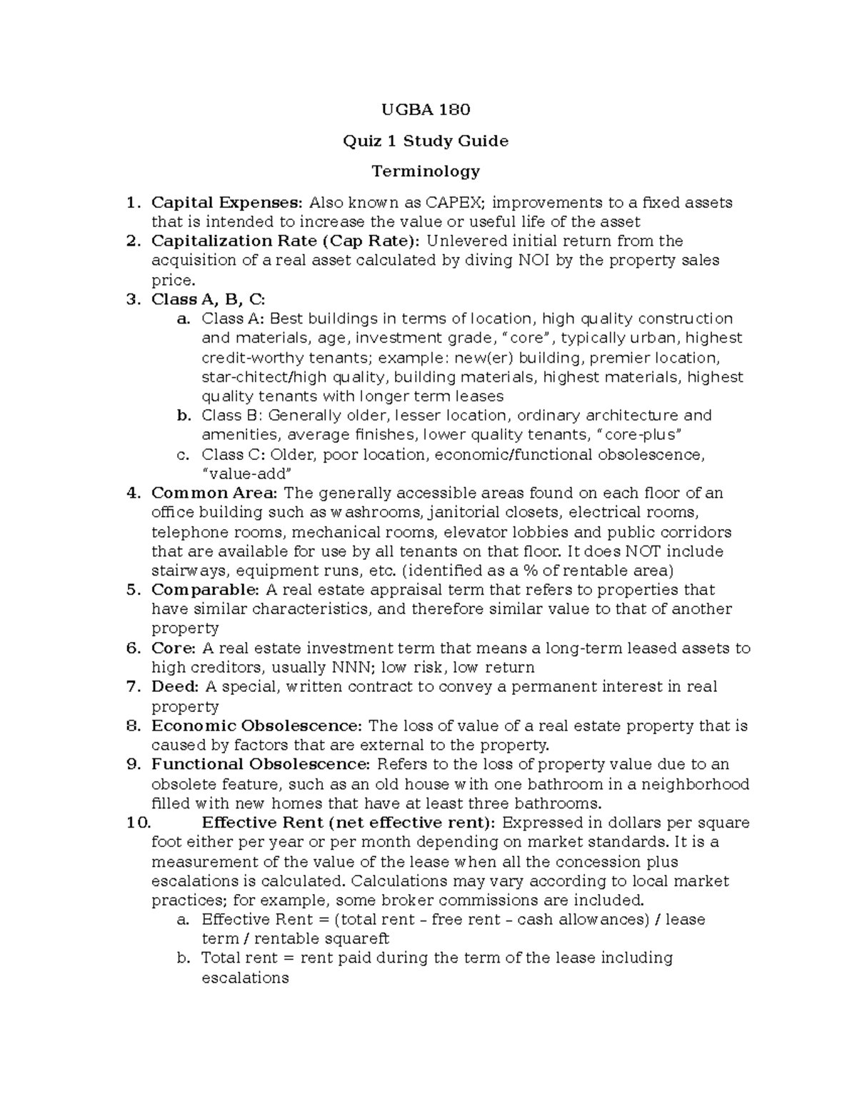 Quiz 1 Terminology Ch1-3 + Pro Forma Study Guide - UGBA 180 Quiz 1 ...
