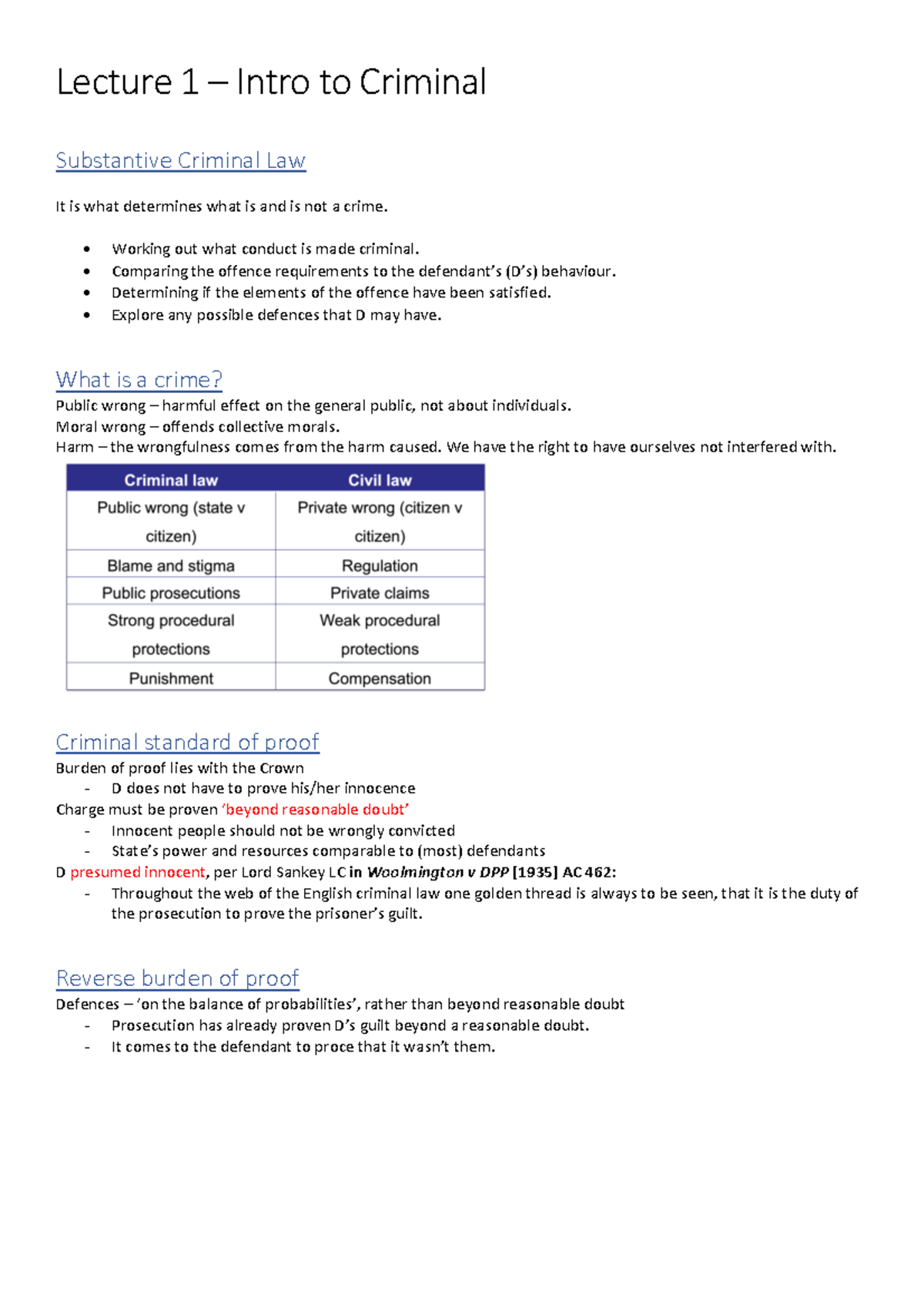 Introduction To Criminal Law Lecture 1 Notes - Lecture 1 3 Intro To ...