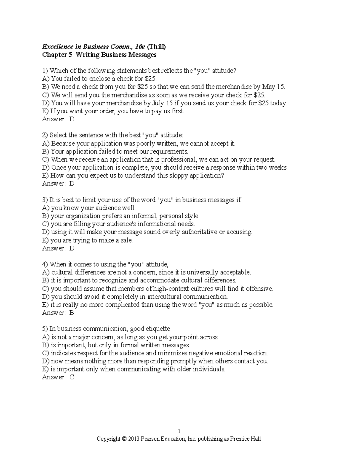 Chapter 5 - Excellence in Business Comm., 10e (Thill) Chapter 5 Writing ...