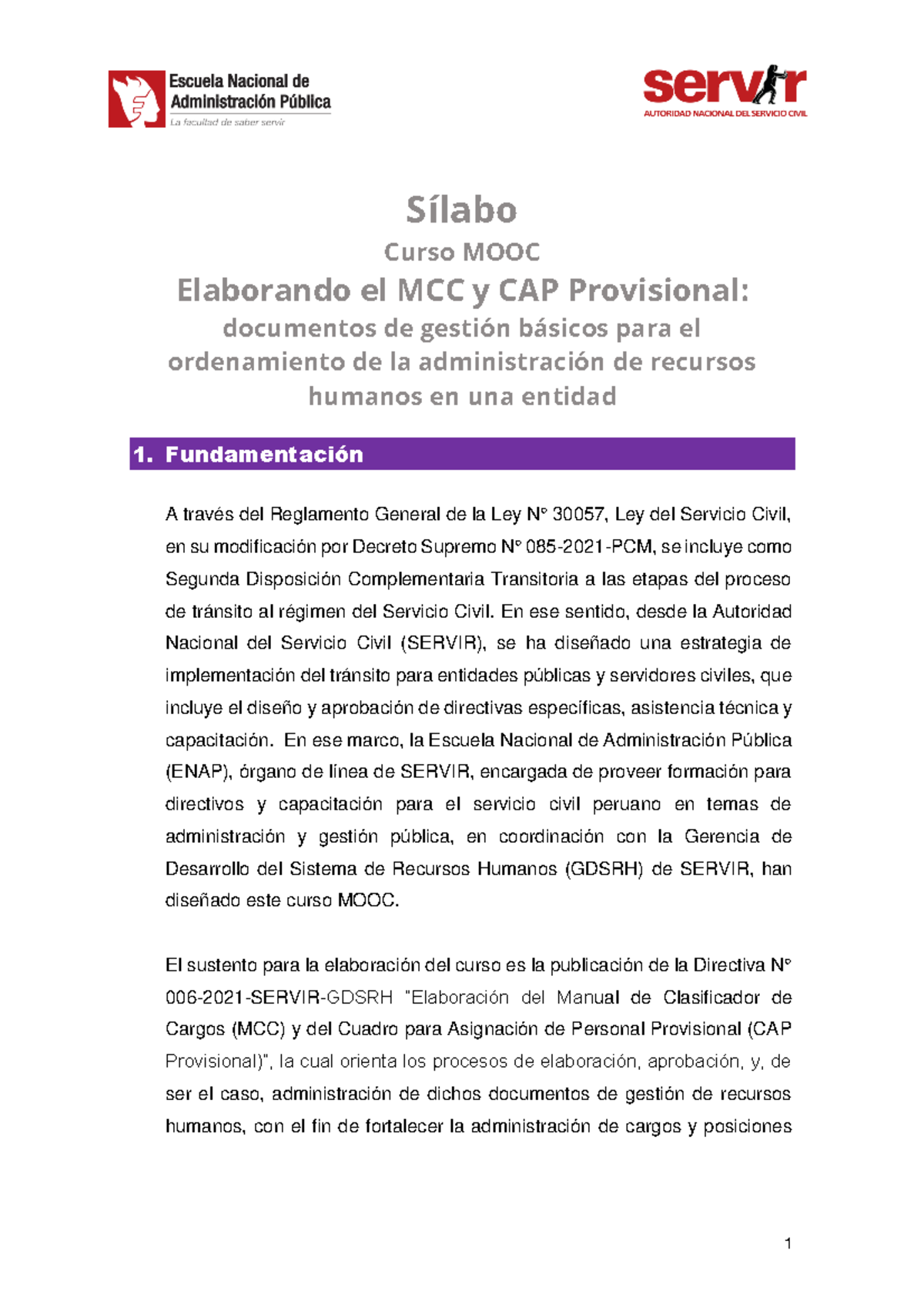 Sílabo MOOC CAP Provisional Sílabo Curso MOOC Elaborando el MCC y CAP