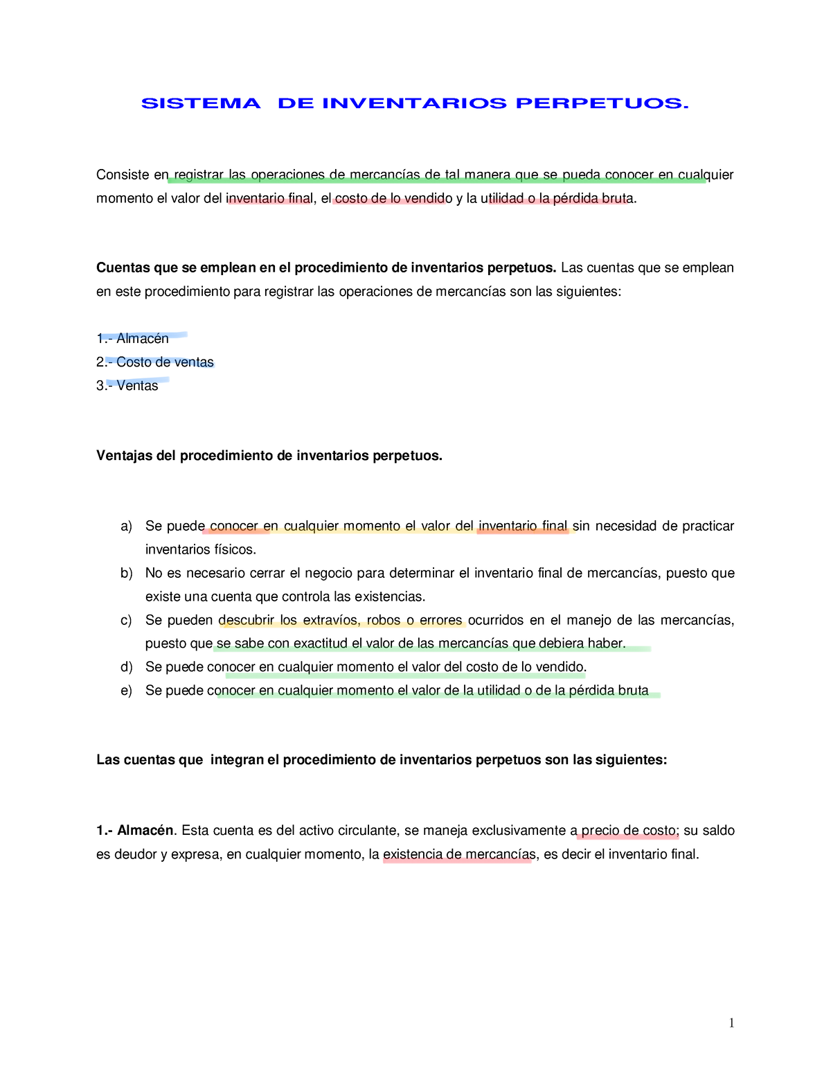 Sistema Inv Perpetuos - SISTEMA DE INVENTARIOS PERPETUOS. Consiste En ...