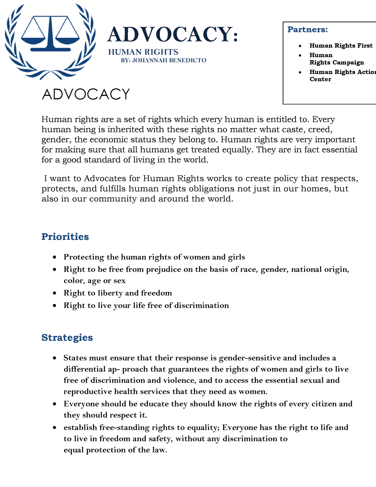 human rights advocacy essay