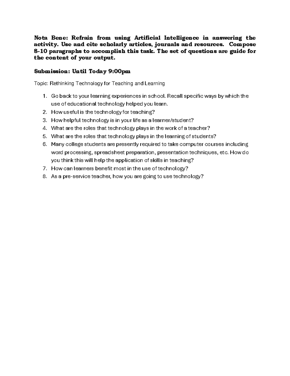 EDN3108-7- Activity 1 - snsbsijkmncdjkws - Nota Bene: Refrain from ...