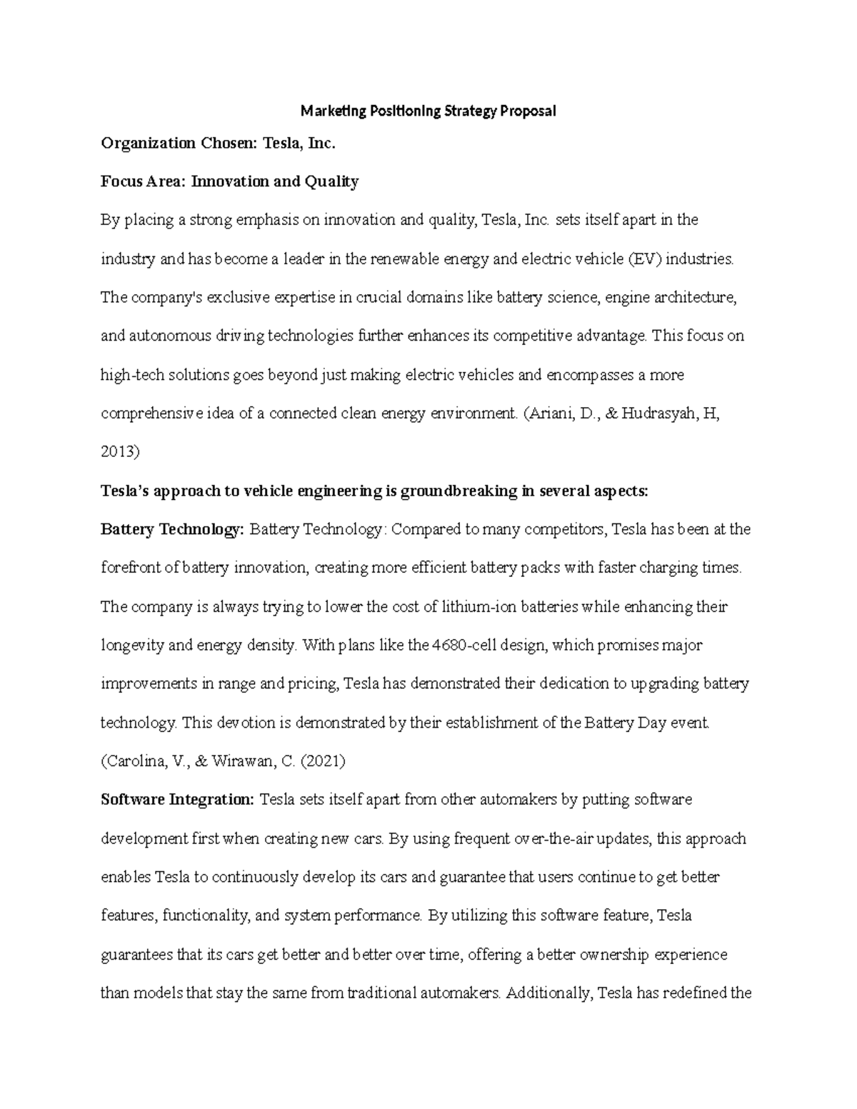 Marketing Positioning Strategy Proposal - Marketing Positioning ...