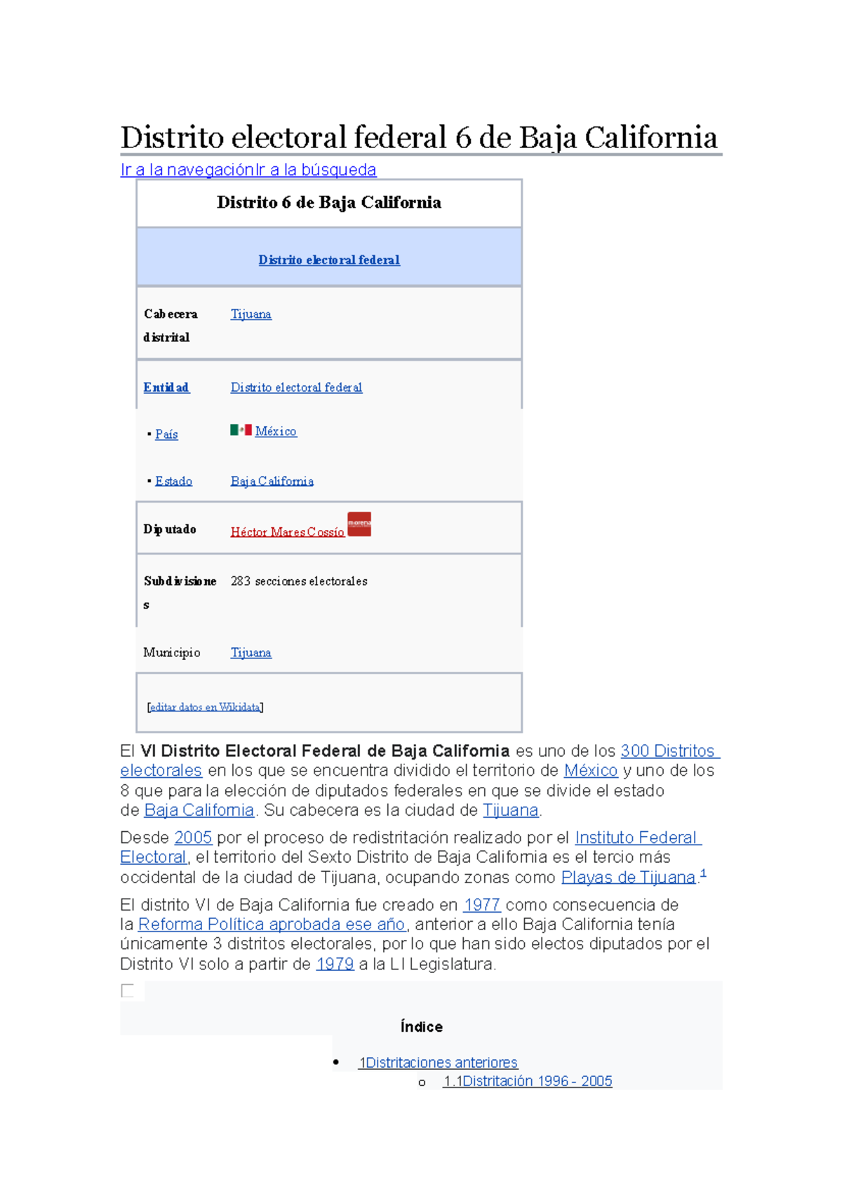 Distrito electoral federal 6 de Baja California Su cabecera es la