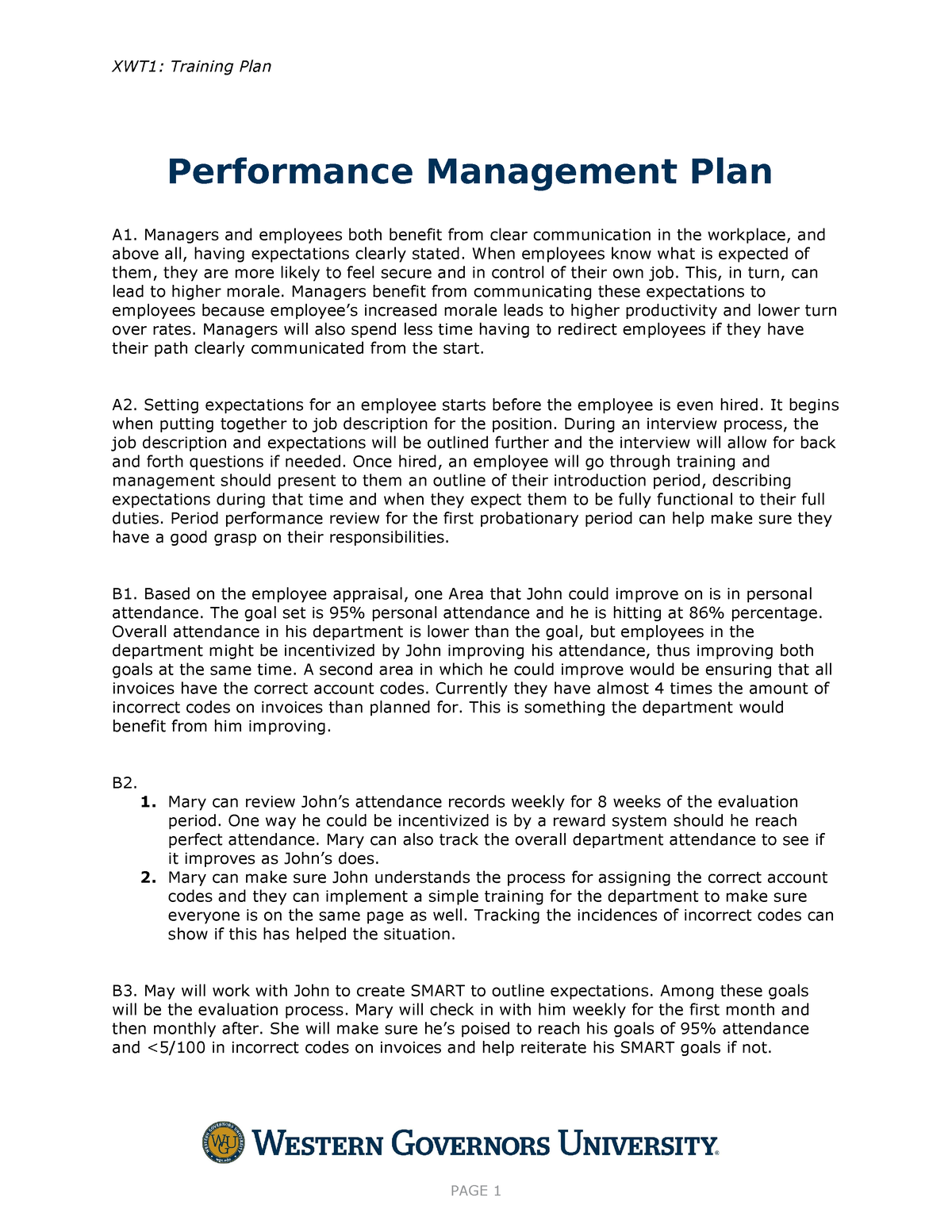 C235 Task 2 - passed- no revisions - XWT1: Training Plan Performance ...