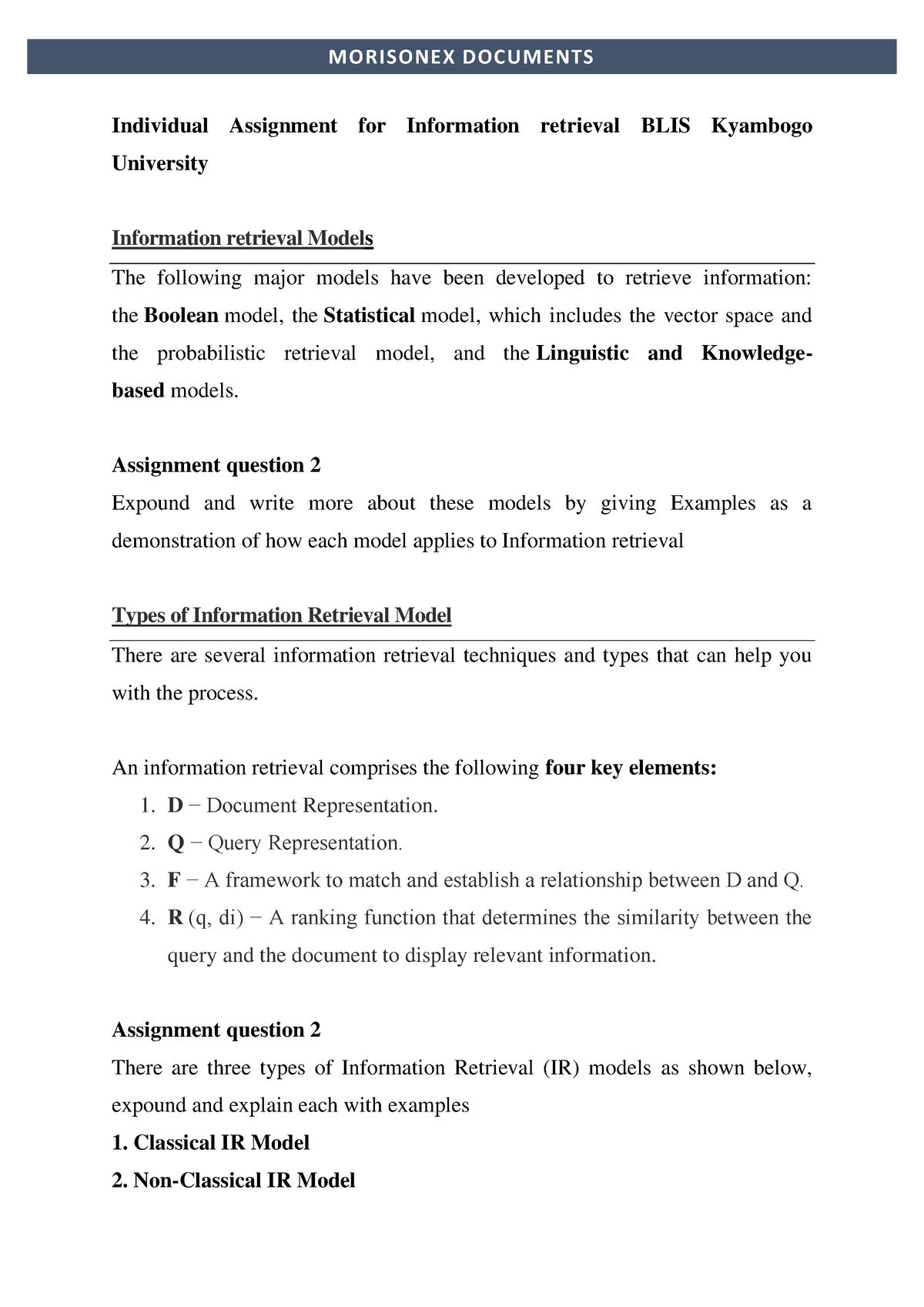 information retrieval assignment