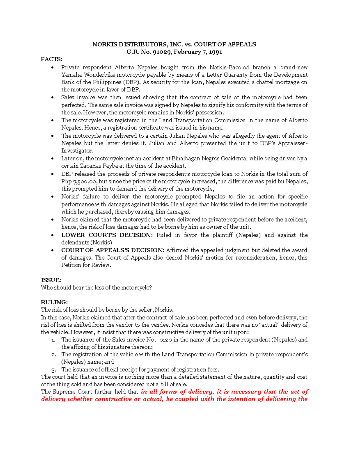 Norkis vs. CA NORKIS DISTRIBUTORS, INC. vs. COURT OF APPEALS G. No