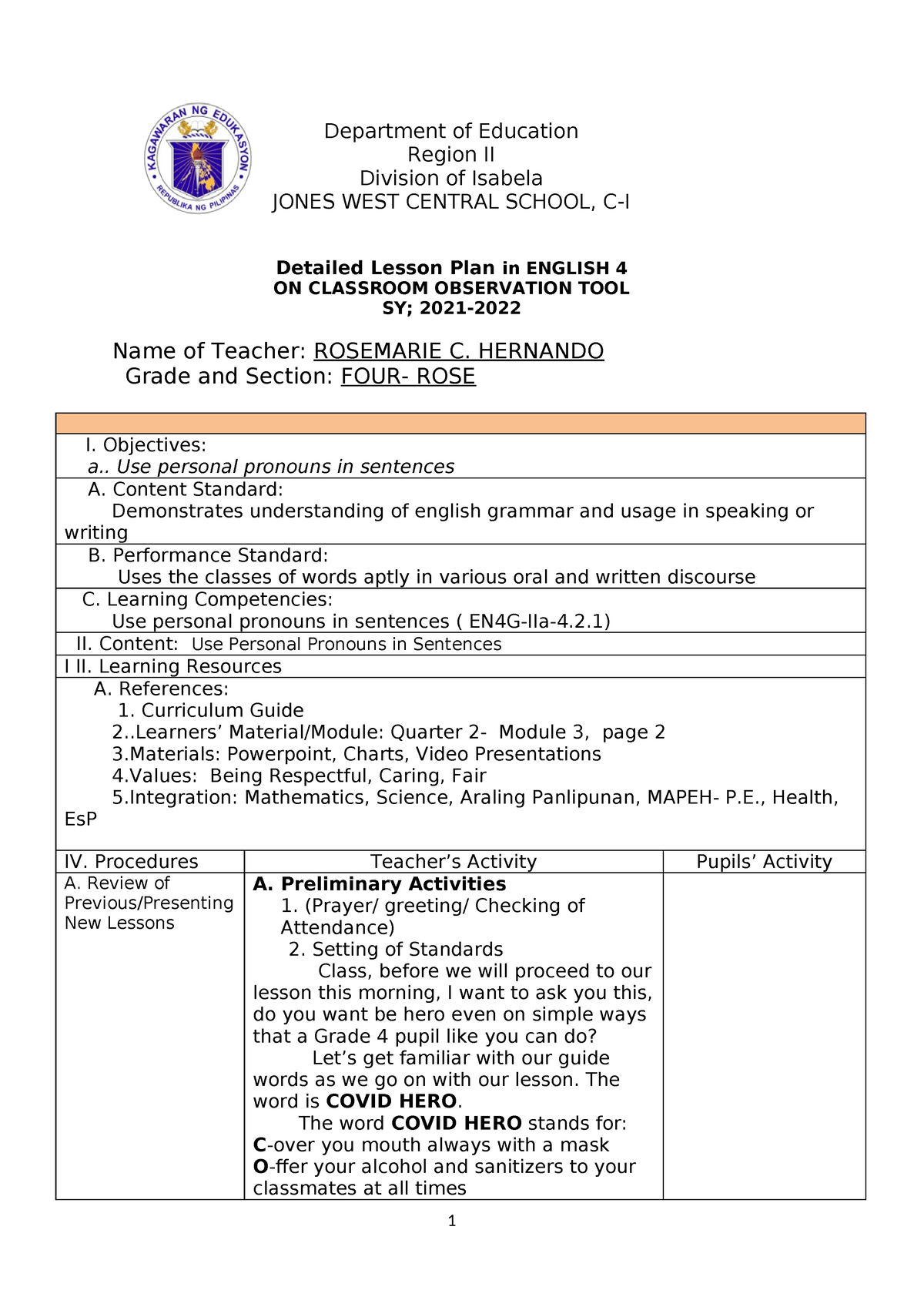 P - lecture notes - Department of Education Region II Division of ...