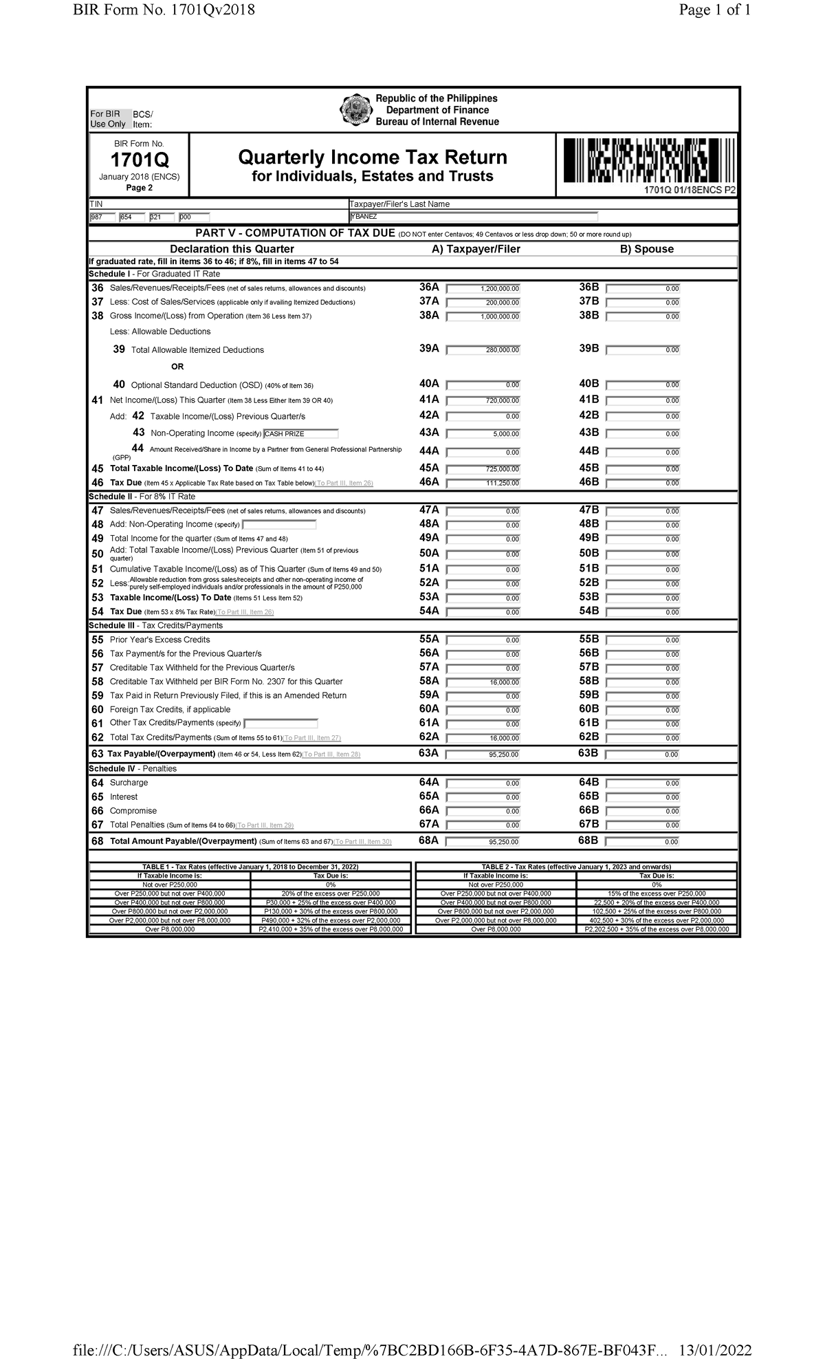 Accounting Intermediate - BIR Form No. 1701Q January 2018 (ENCS) Page 2 ...