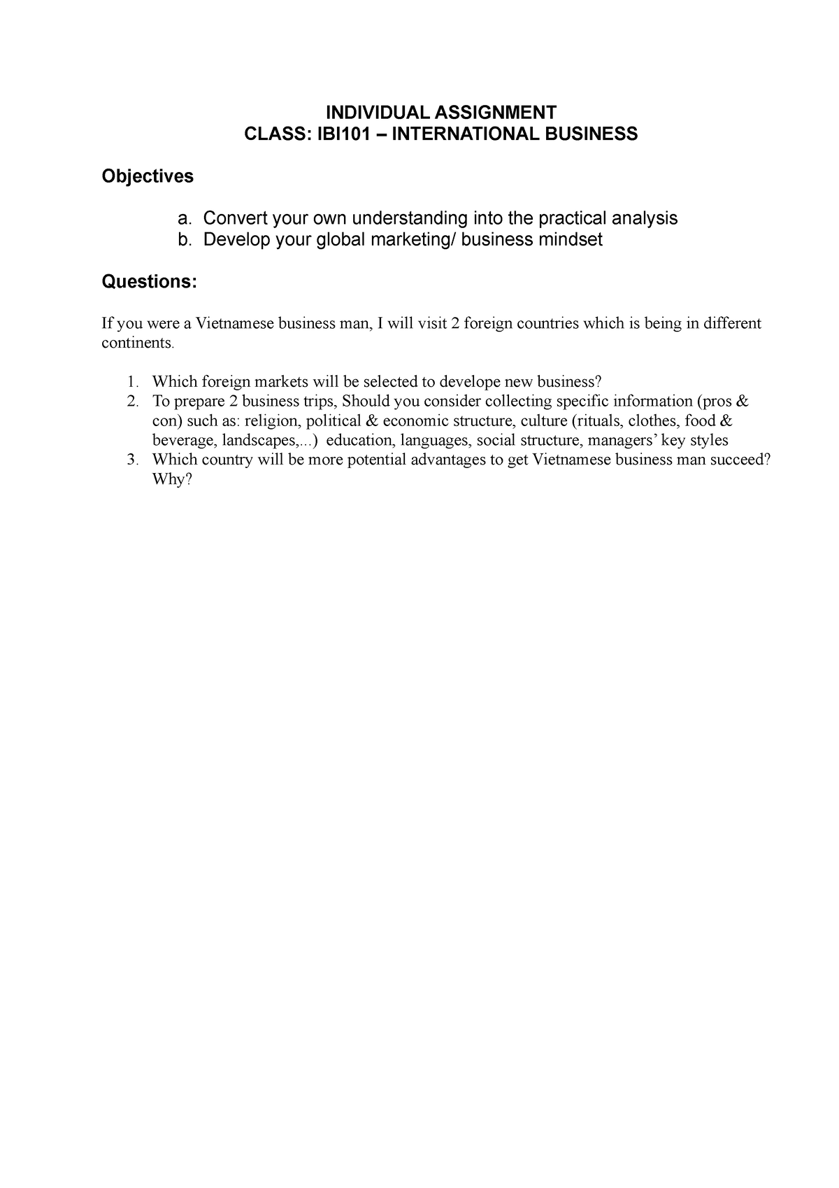 IBI101-Individual-assignment - INDIVIDUAL ASSIGNMENT CLASS: IBI101 ...