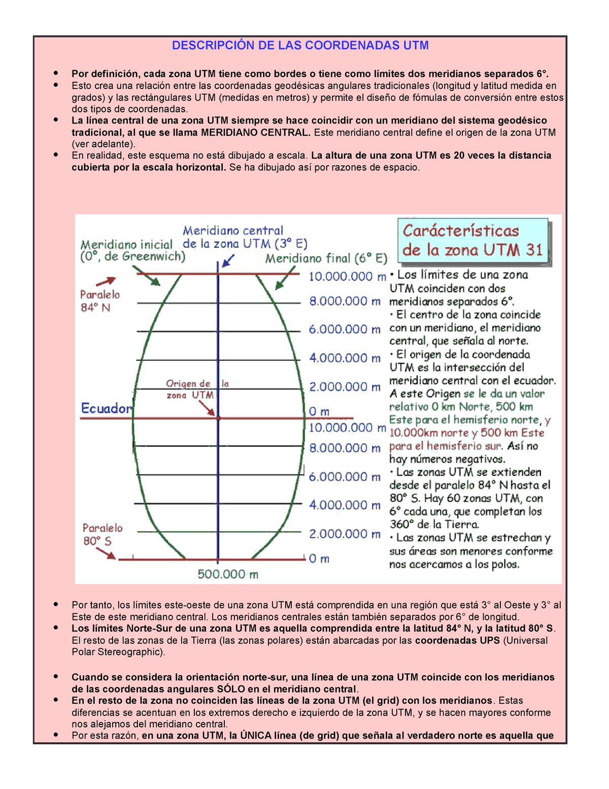 07 A DescripciÓn De Las Coordenadas Utm Por Definición Cada Zona Utm Tiene Como Bordes O 6976