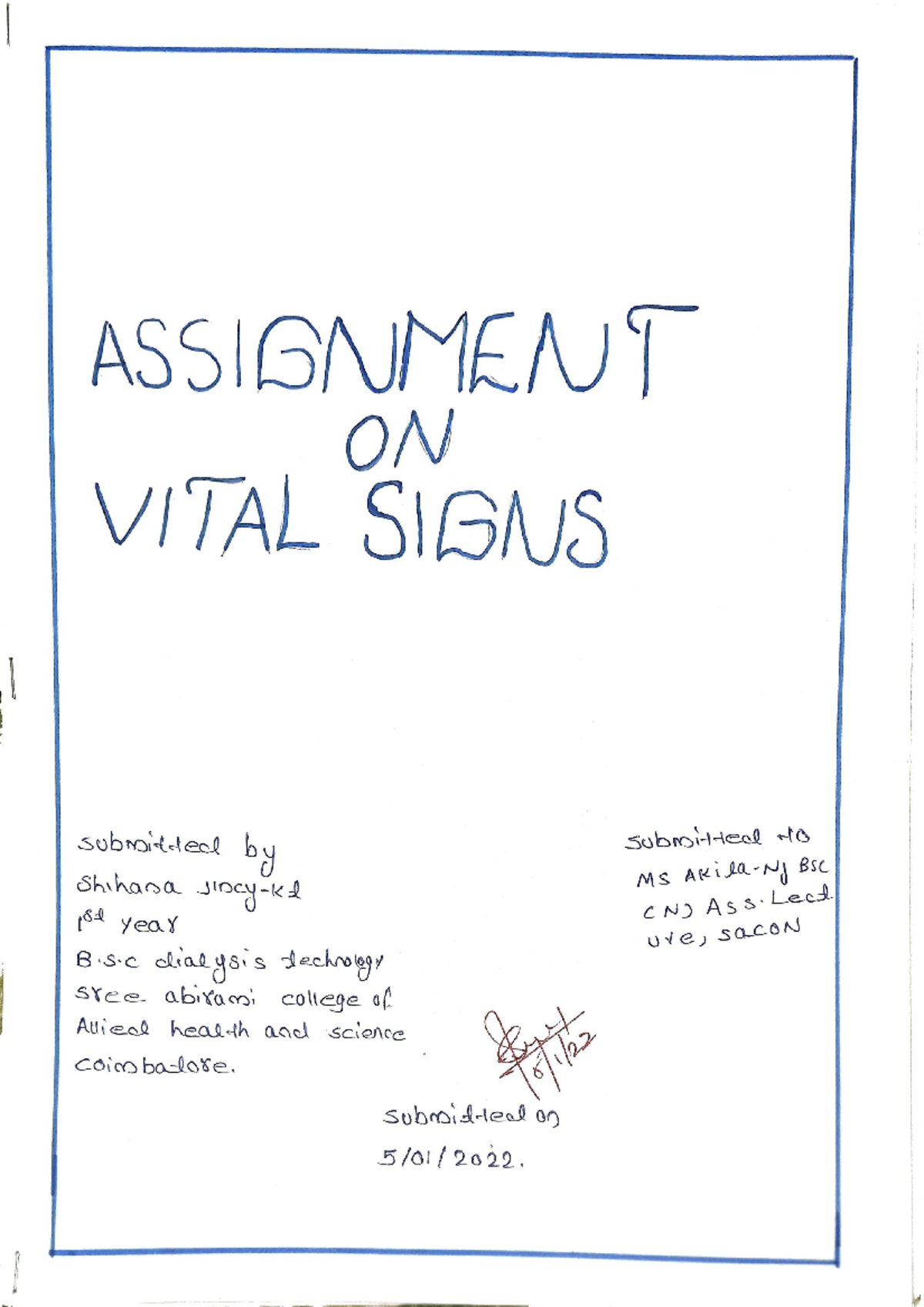 assignment vital signs