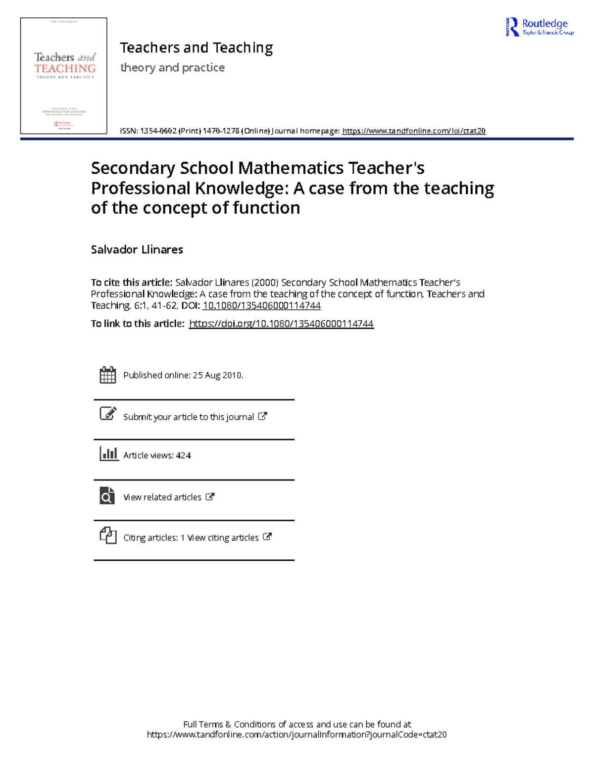 Secondary School Mathematics Teacher s Professional Knowledge A case ...