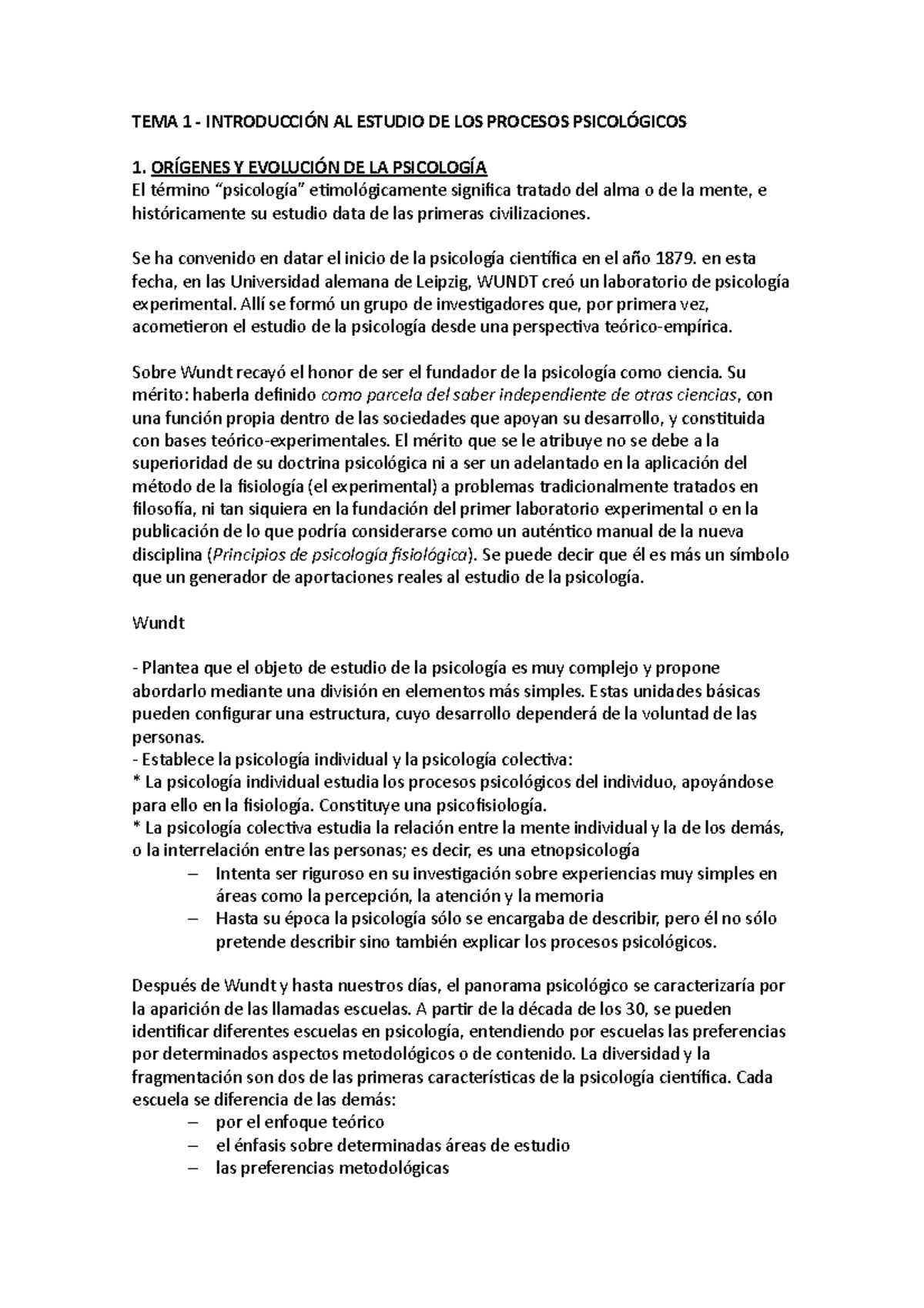 TEMA 1 Psicología 2018-2019 - TEMA 1 - INTRODUCCIÓN AL ESTUDIO DE LOS ...