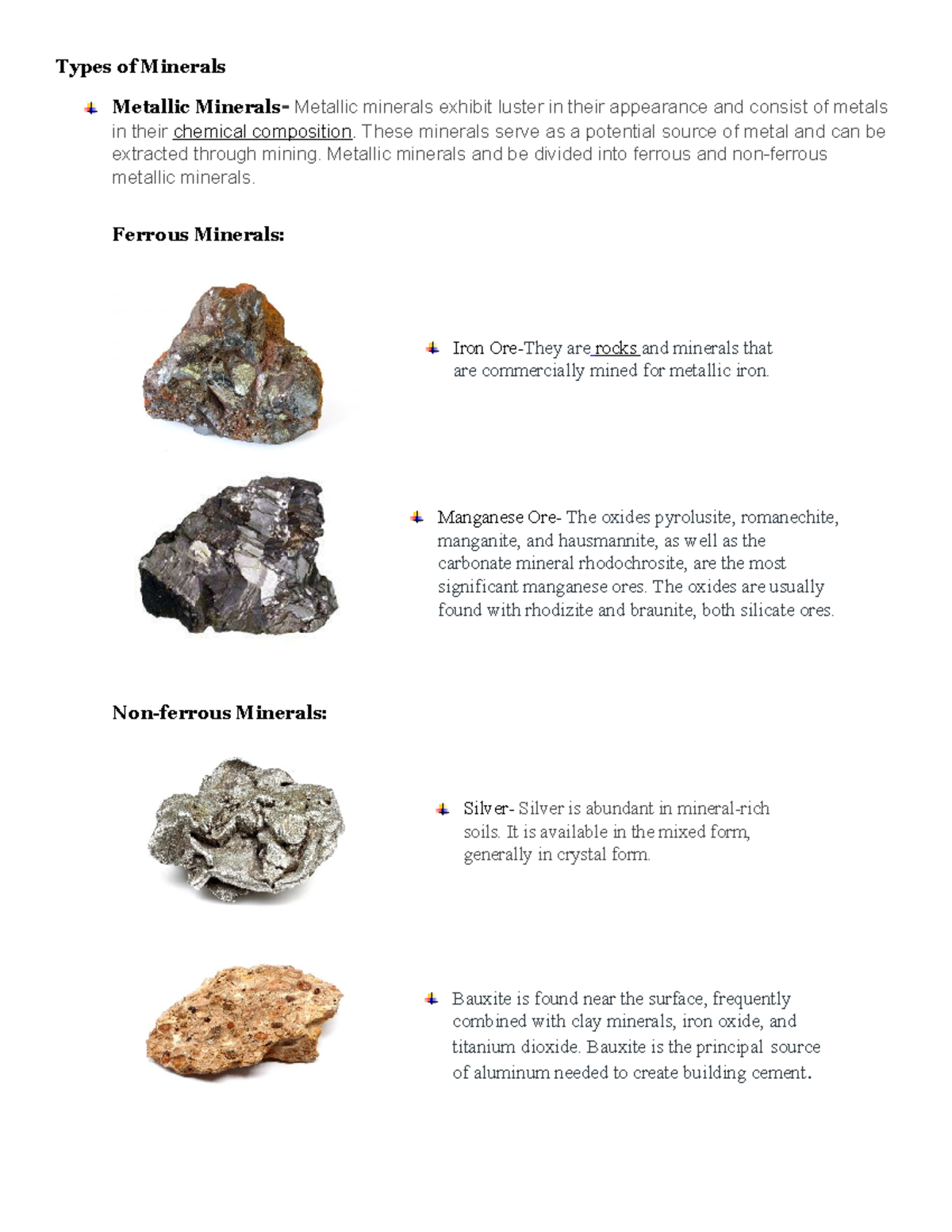 Types of Minerals - Serves as an reading material - Types of Minerals ...