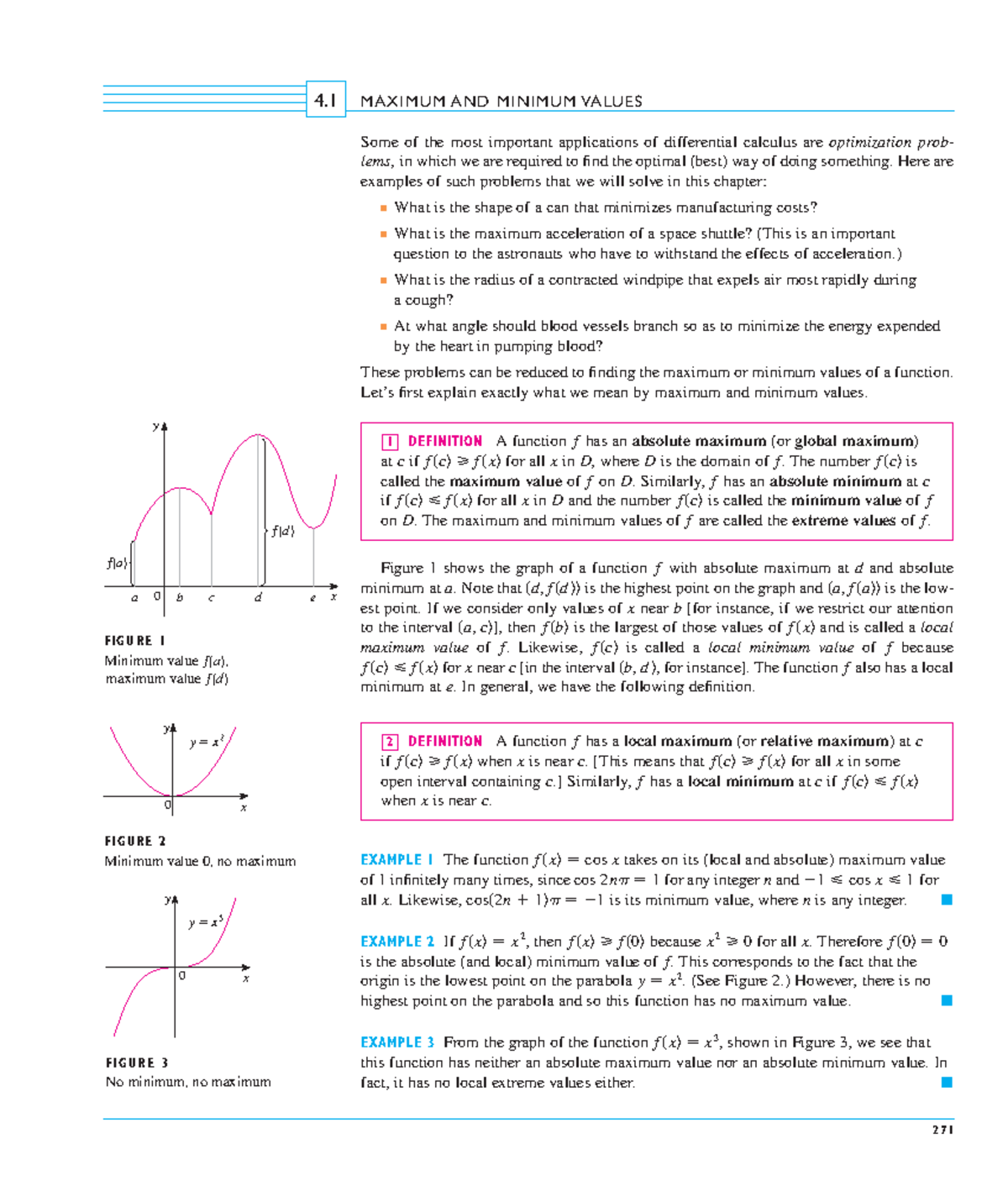 Math ch 4-1 - math work - MAXIMUM AND MINIMUM VALUES Some of the most ...