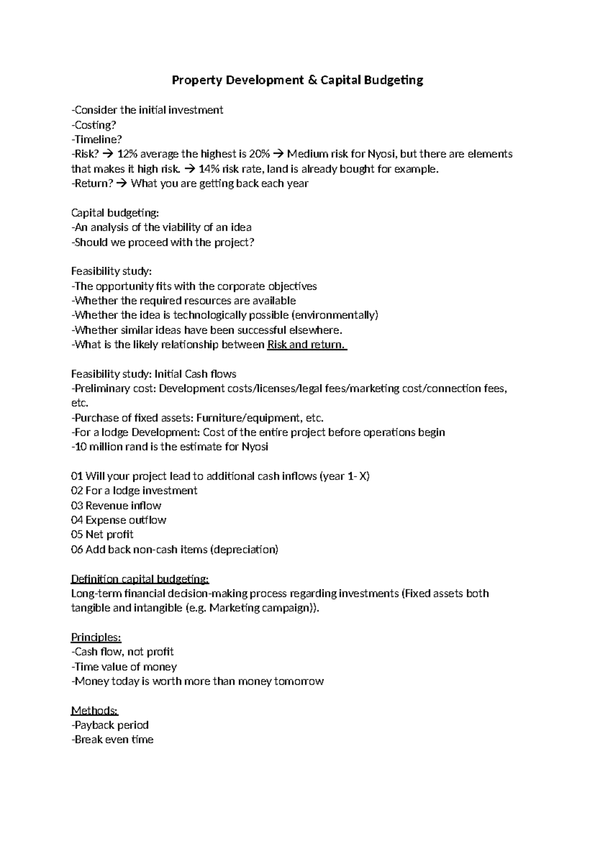 Property Development & Capital Budgeting Property Development & Capital Budgeting Consider