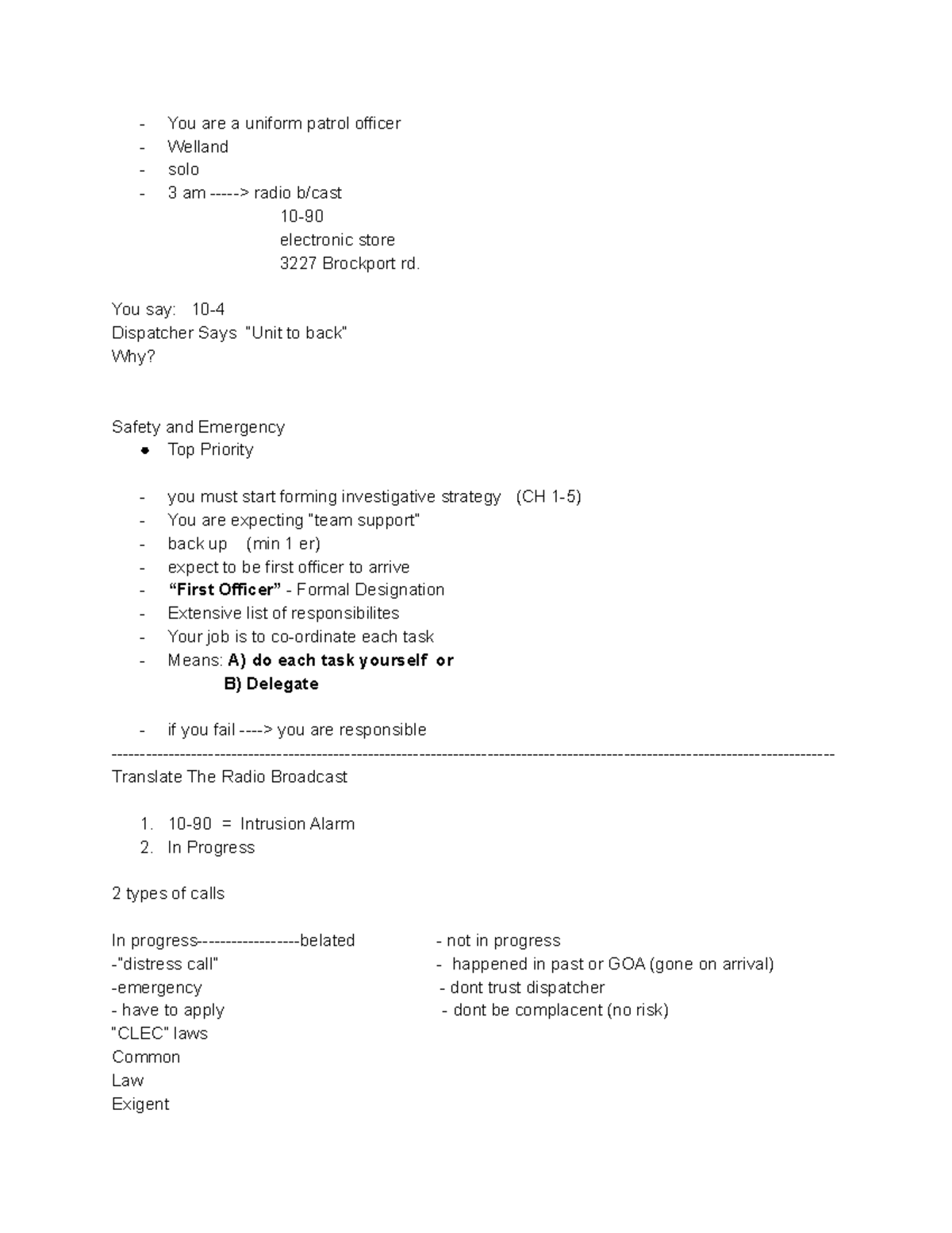 Principles Of Investigation - You are a uniform patrol officer Welland ...