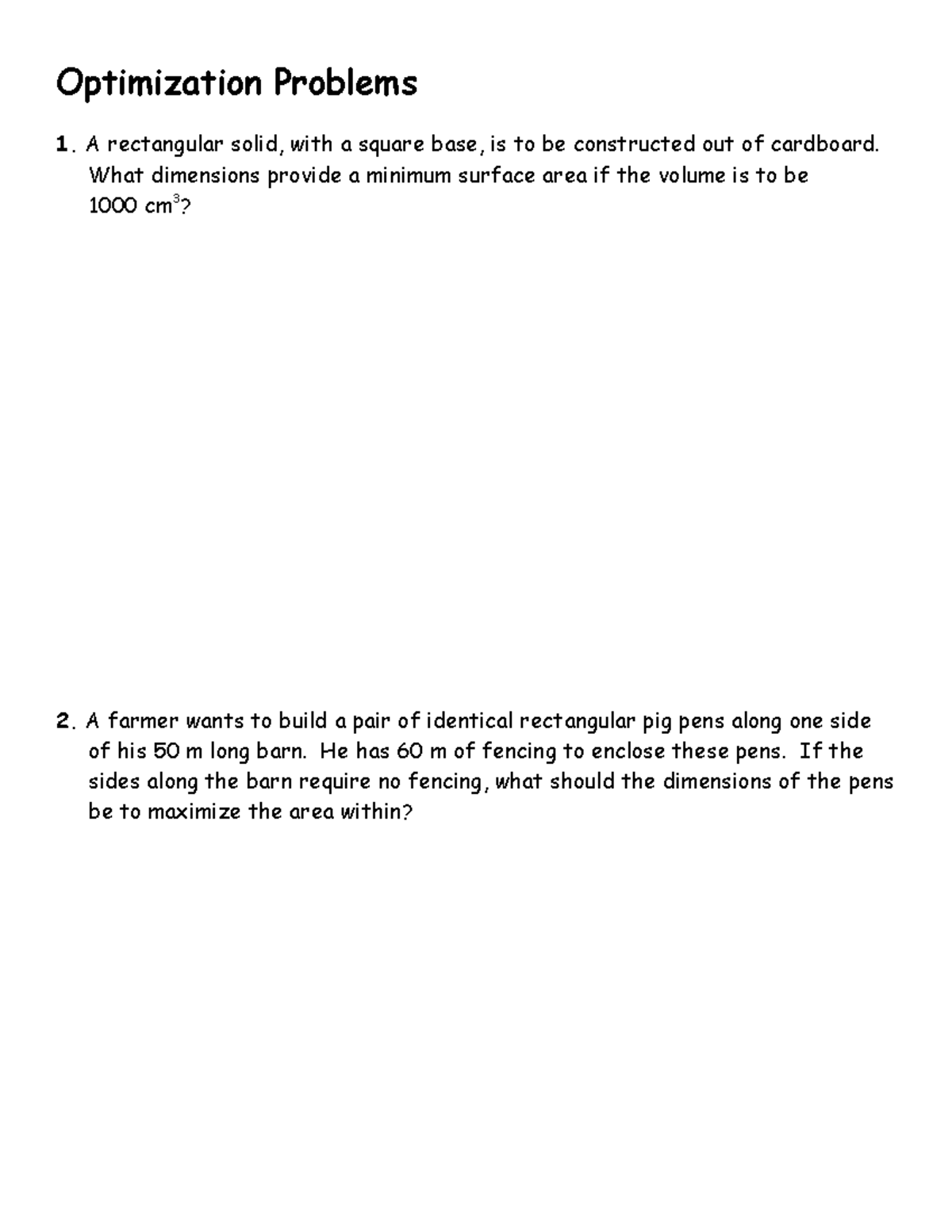 Optimization Problems - 2023 - Optimization Problems A rectangular ...