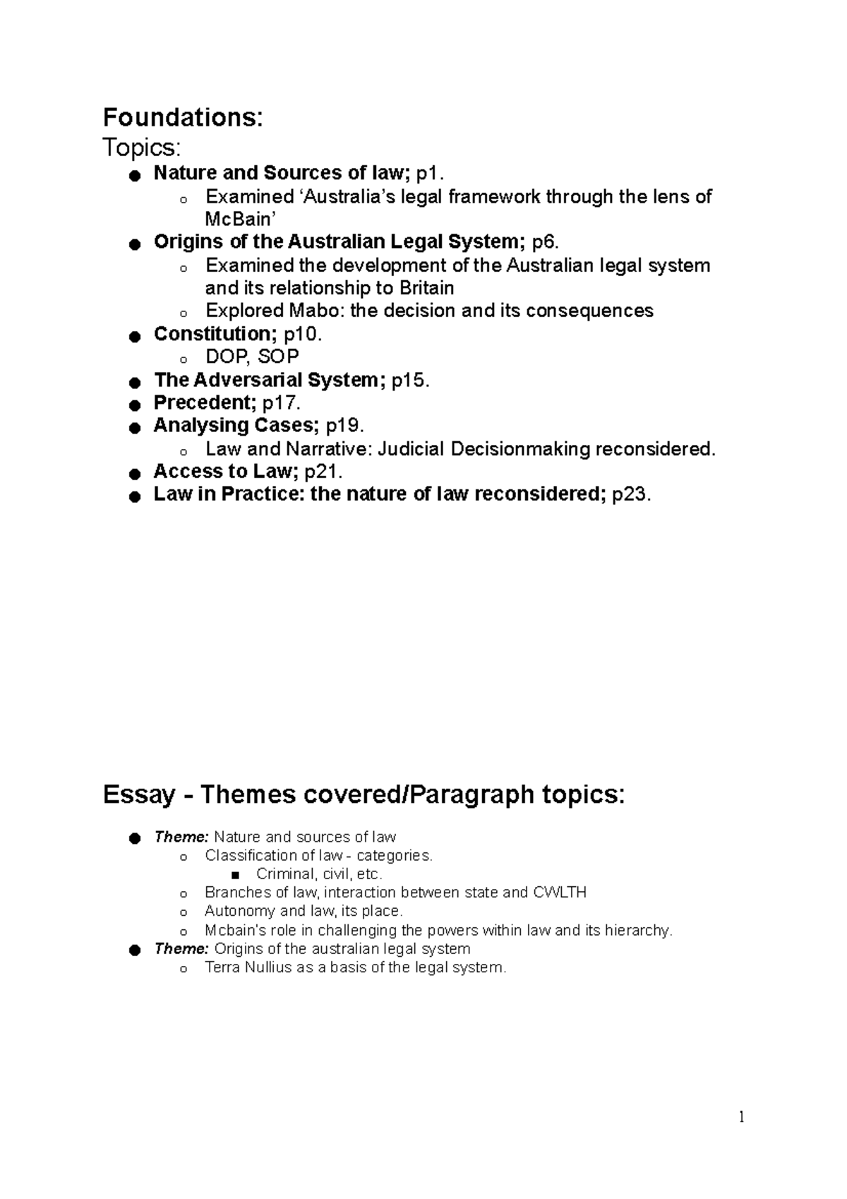 Foundations of law A exam notes - Foundations: Topics: Nature and ...