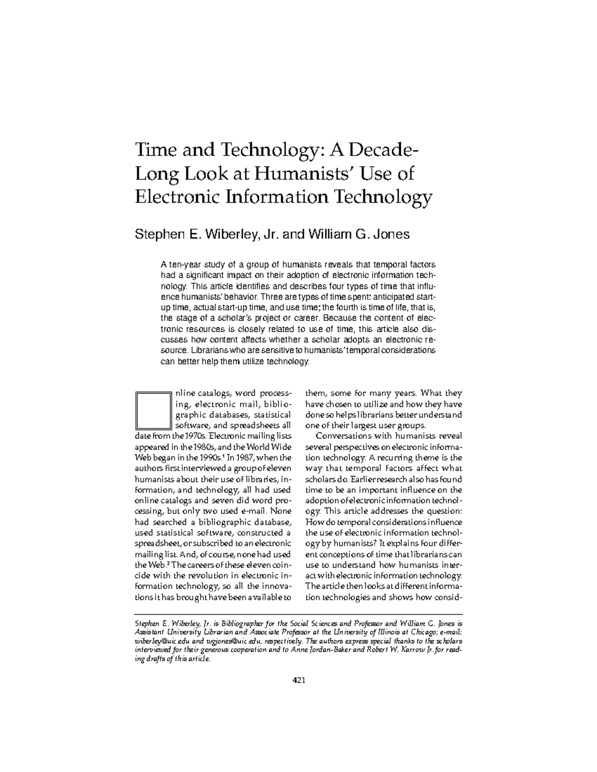 15393 18594 1 PB - Lab - Time and Technology 421 Time and Technology: A ...