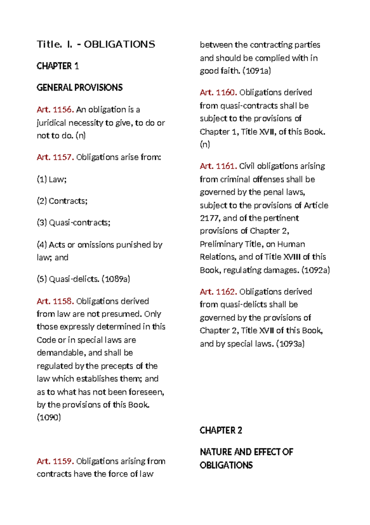 Oblicon Chapter 1 3 Title I Obligations Chapter 1 General Provisions Art 1156 An Studocu Oblicon Chapter 1 3 Title I Obligations Chapter 1 General Provisions Art 1156 An Studocu